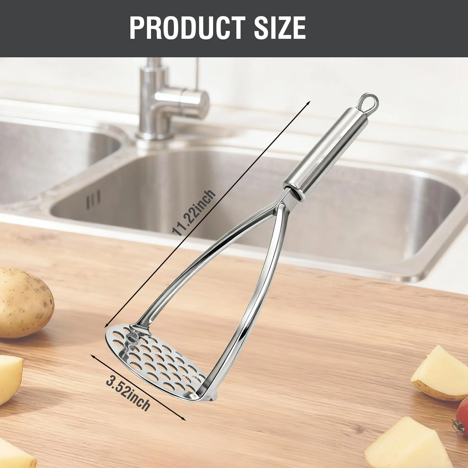 Presse-purée en acier inoxydable robuste pour purée de pommes de terre, légumes