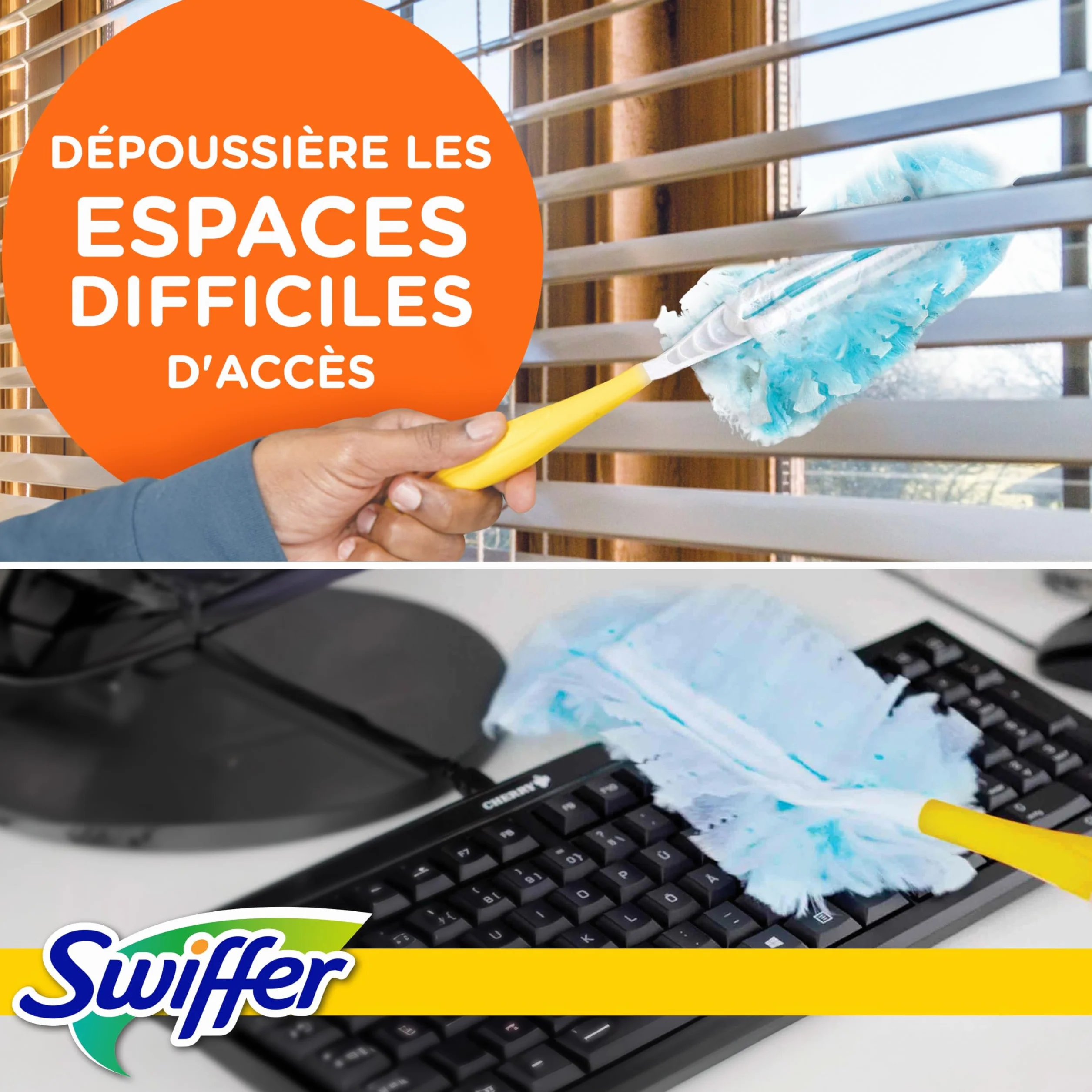 Swiffer Duster Plumeau Kit de Démarrage 1 Manche 13 Recharges Capture Poussière Poils Allergènes