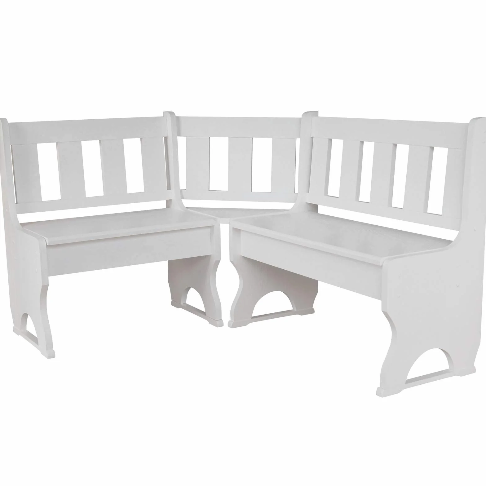 Banc d'angle en bois de pin massif Blanc 120 x 140 cm