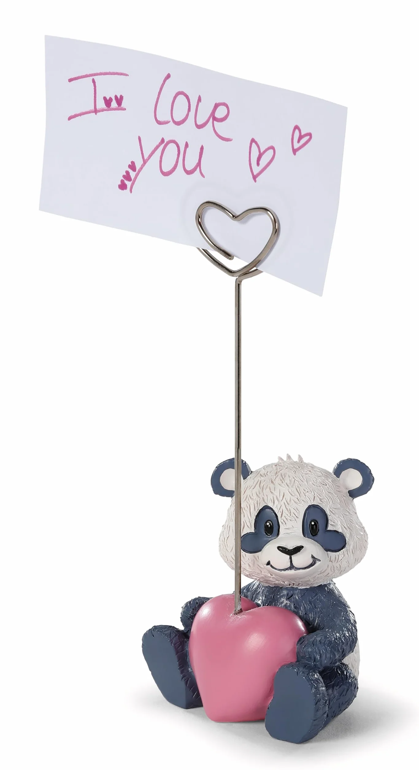 Porte-photo Love Panda en polyrésine noir 11 cm, porte-cartes cœur décoration table anniversaire mariage