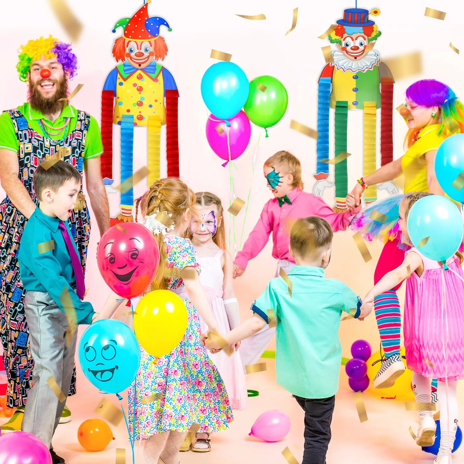 Mumjooyi Décoration de Clown Bannière Suspendue 2 Pièces pour Carnaval Mardi Gras
