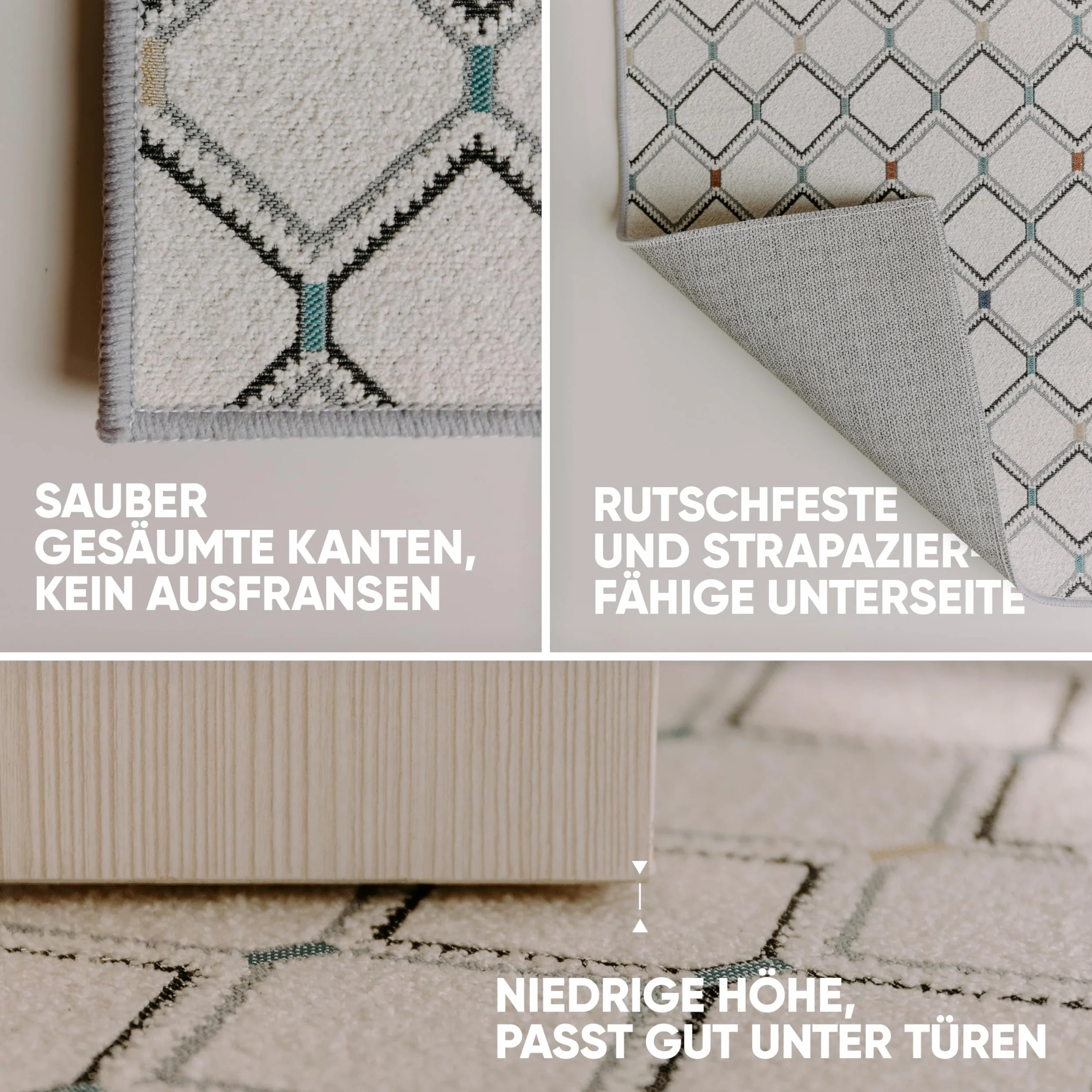 Björn&Schiller Tapis de Couloir 60 x 180 cm, antidérapant, Beige