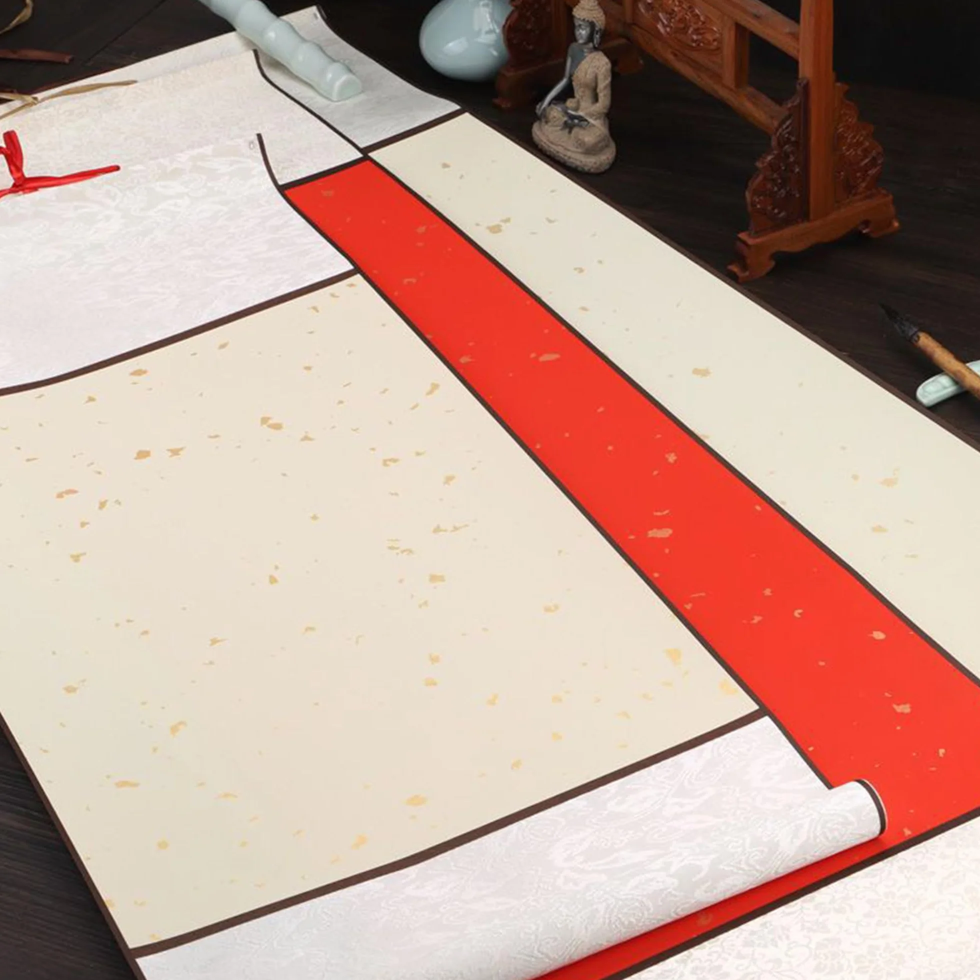 LONGHAO Parchemins Muraux Suspendus Blancs, Parchemin de Calligraphie Vide, Défilement Calligraphie Blanc