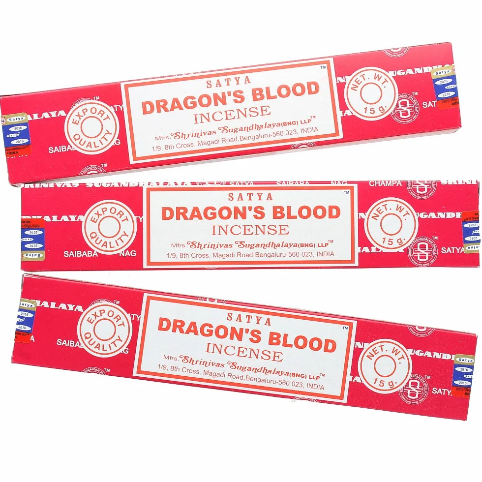 Satya Nag Champa Bâtonnets d'encens Sang de Dragon Lot de 3 Rouge