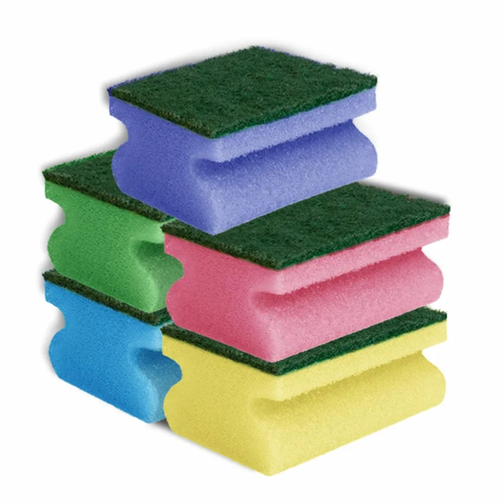 York Eponges a Vaisselle Profilees Protege Ongles Forme Ergonomique Lot de 5 Tampons a Recurer Double Face Mousse Grattoir Cuisine