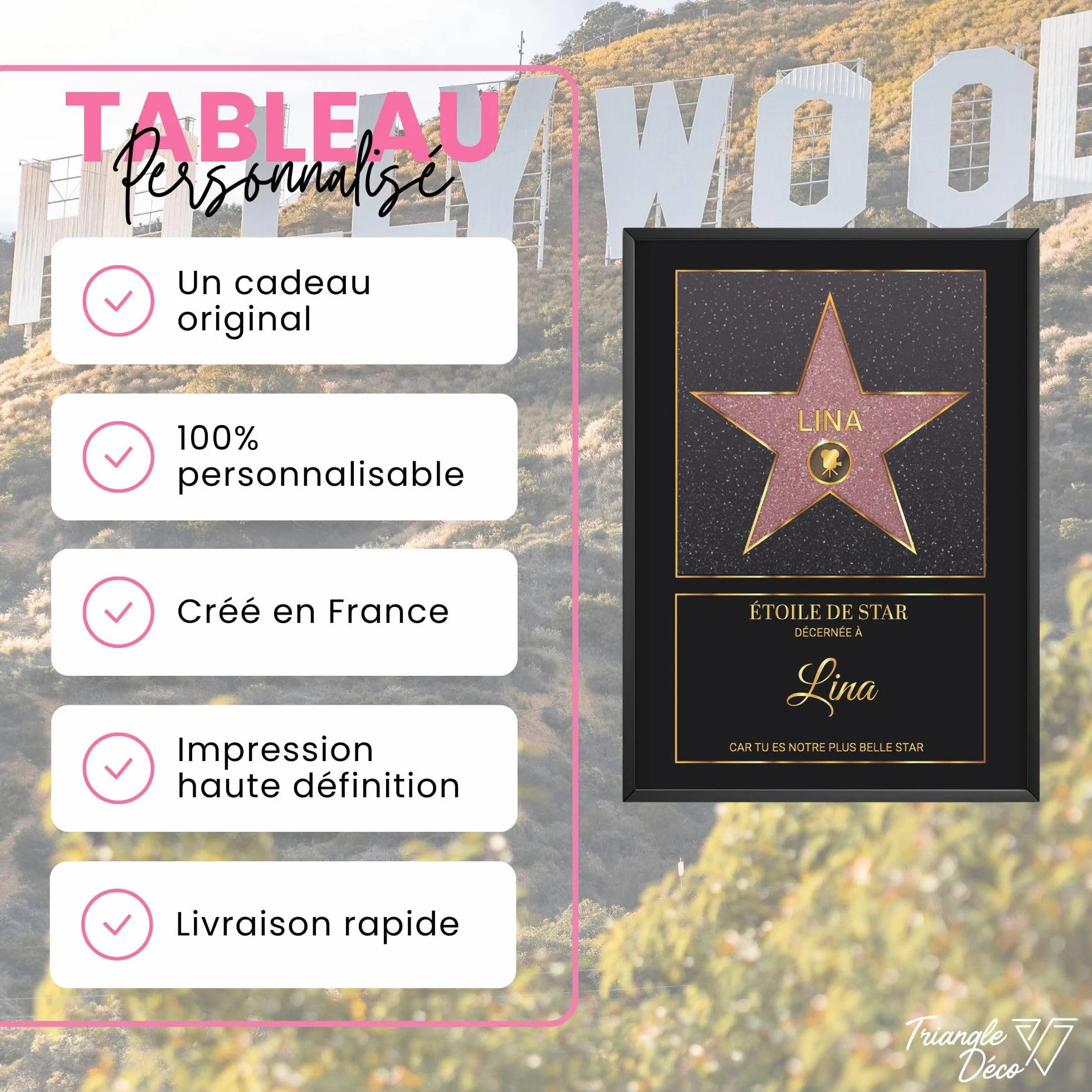 Affiche personnalisée Étoile de Star Hollywood rouge – Poster Toile Plexiglas avec ou sans Cadre