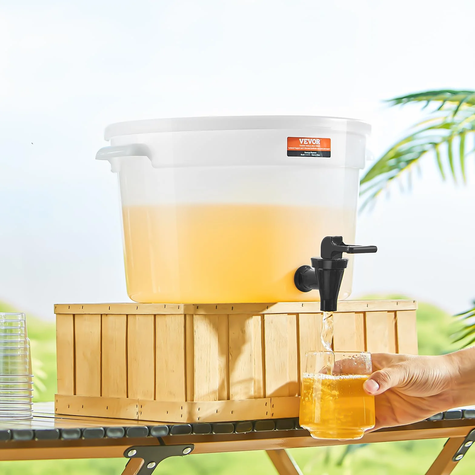 VEVOR Distributeur de Boissons 11 L, Fontaine à Eau avec Robinet, Plastique, pour Jus Limonade Thé Glacé