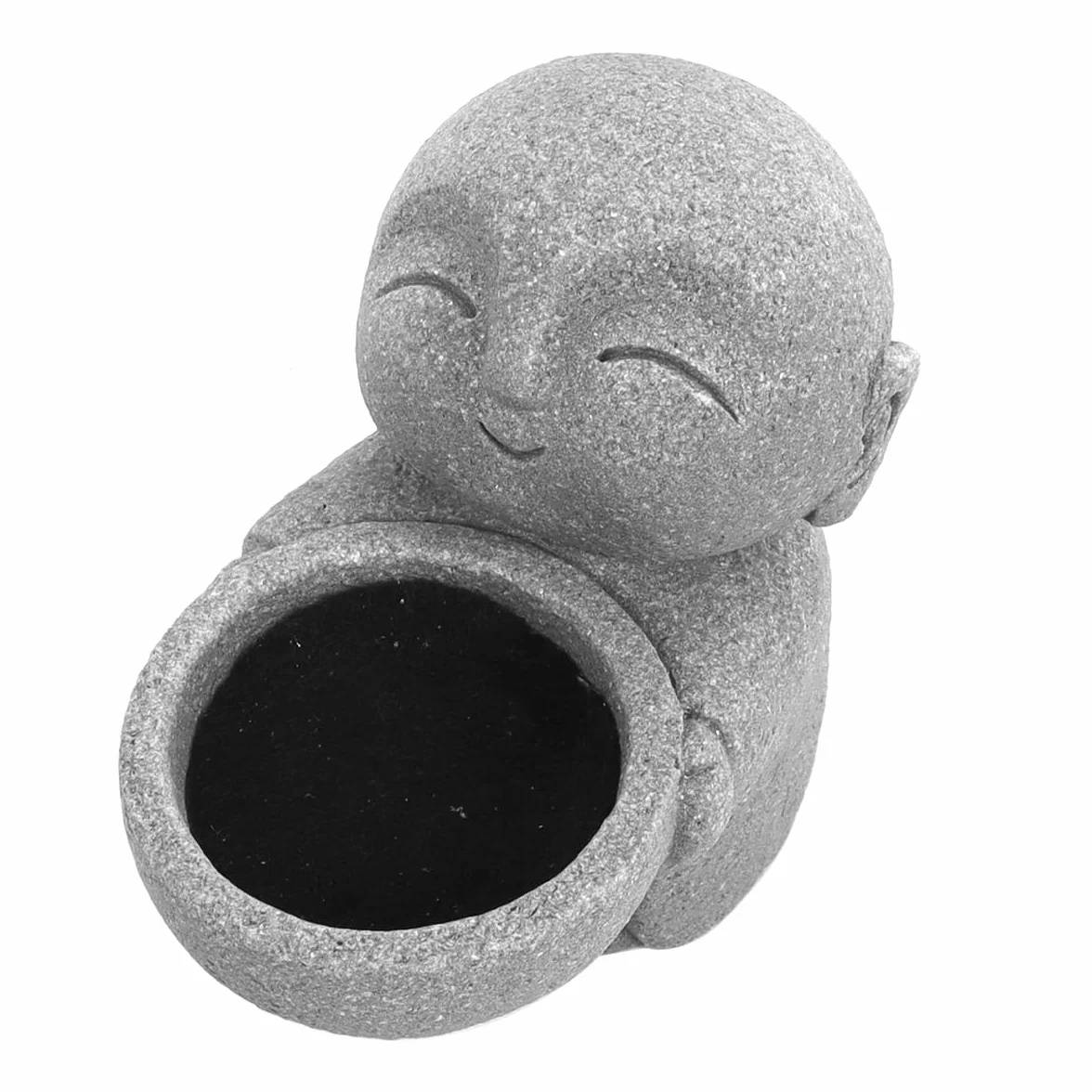 Statue Bouddha en grès imitation pierre bleue – Sculpture moine Jizo méditation zen décoration intérieur Feng Shui prospérité