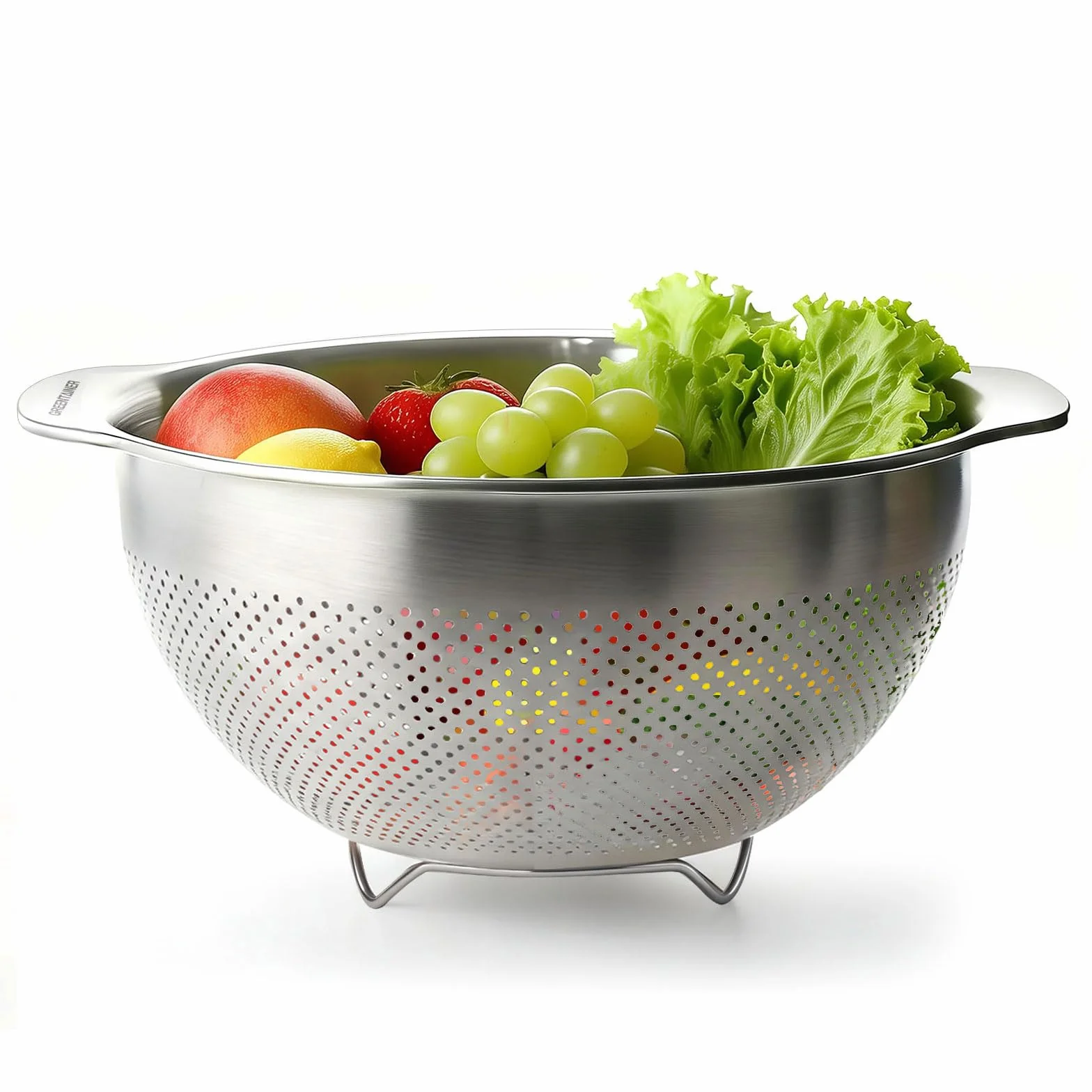 Passoire de cuisine en acier inoxydable 2 poignées grande passoire micro-perforée pour pâtes légumes