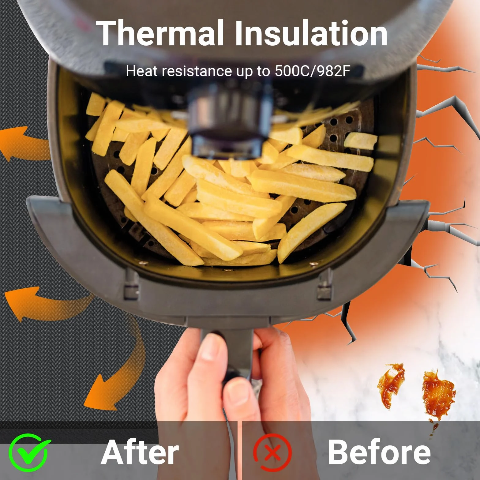 Tapis résistant à la chaleur 60 x 60 cm ignifuge fibre de verre pour cuisine