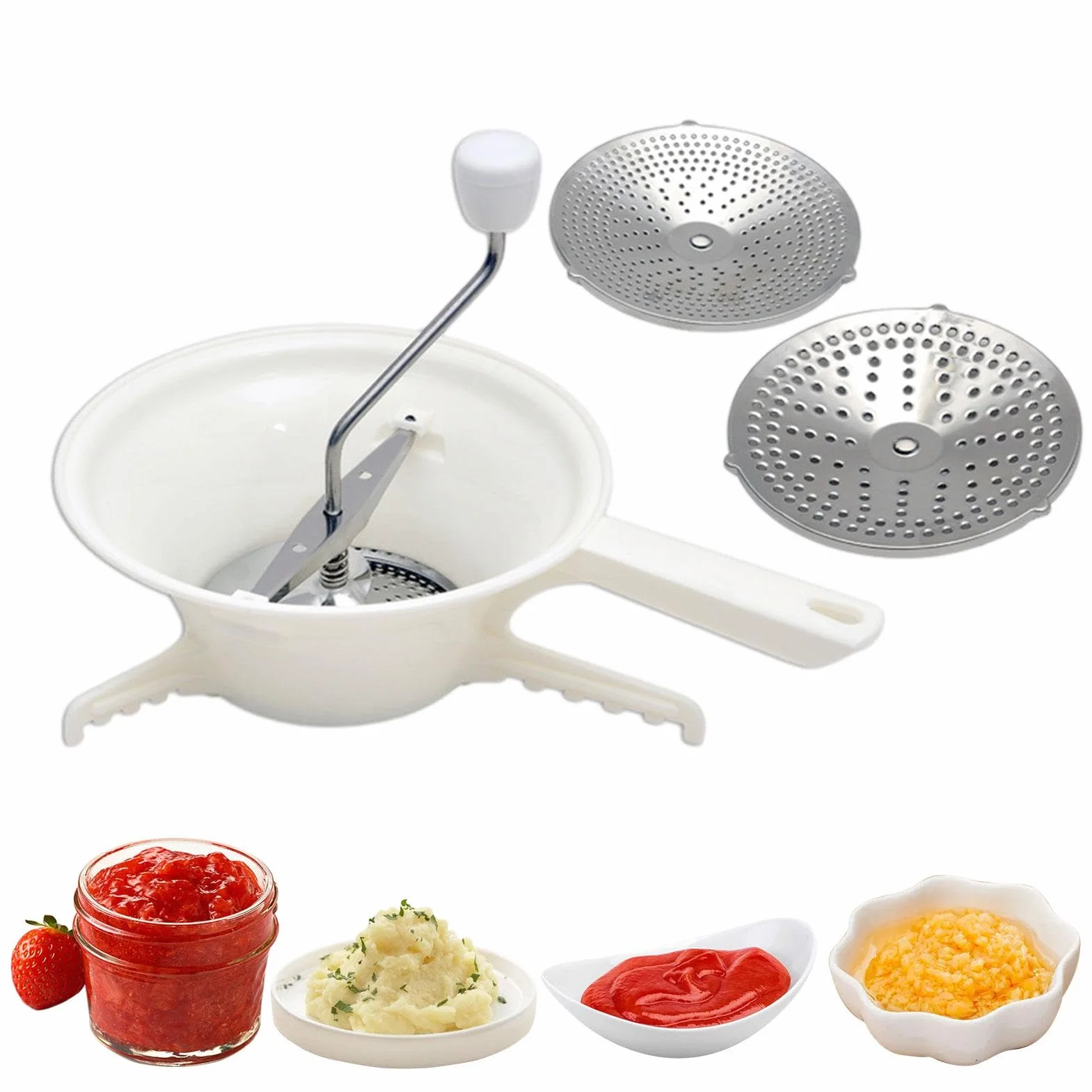Broyeur de tomates pour sauce, presse-tomates manuel en acier inoxydable, moulin à légumes avec 3 disques interchangeables
