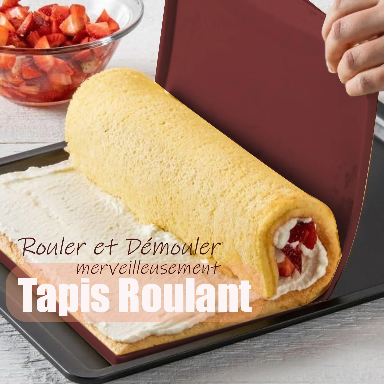 Silicone Plaque Génoises 30x40x1cm Tapis Roulade Cuisson Flexible Marron