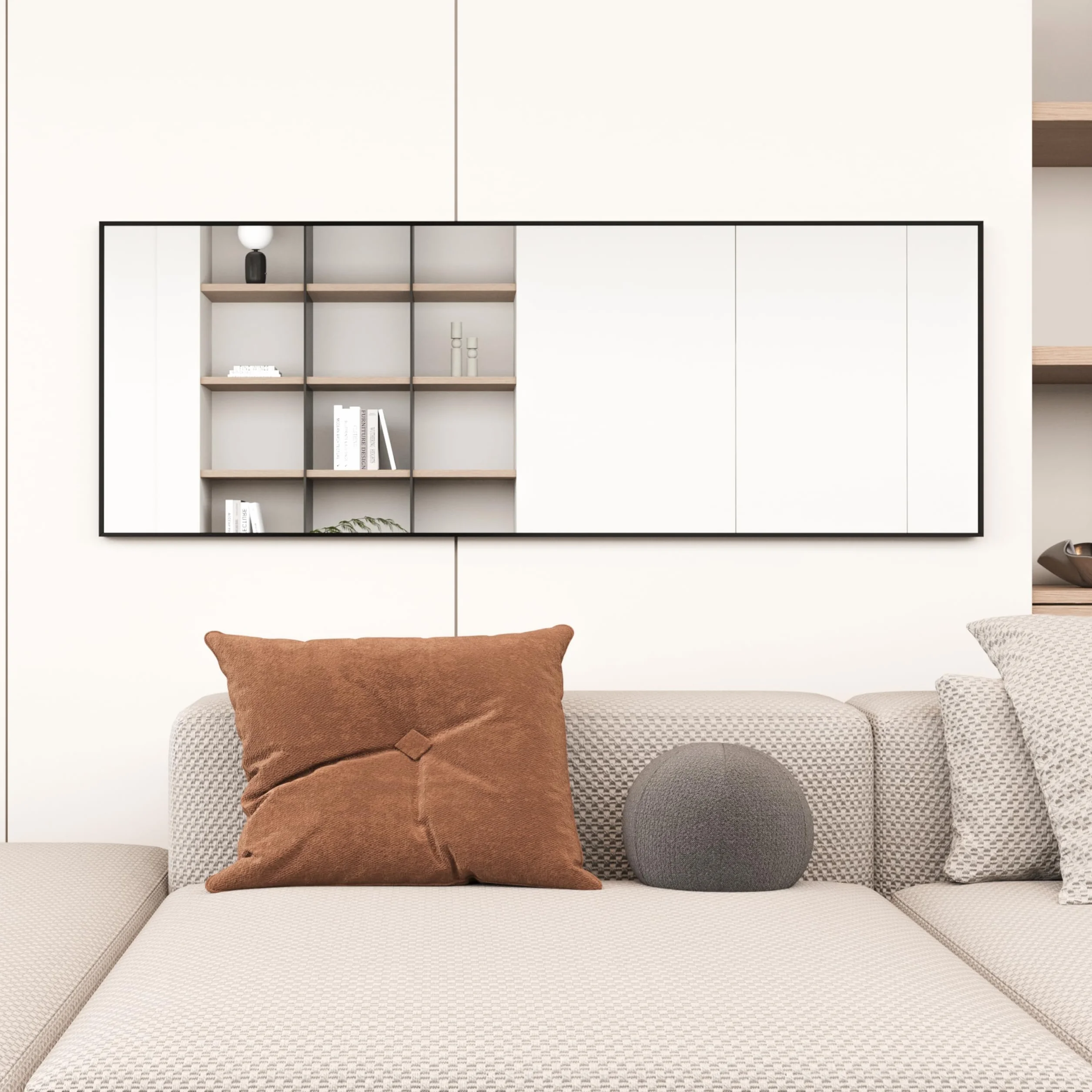 Miroir sur Pied 140x50cm Cadre Métal Noir Grand Miroir Mural HD Crochets Salon Chambre Dressing