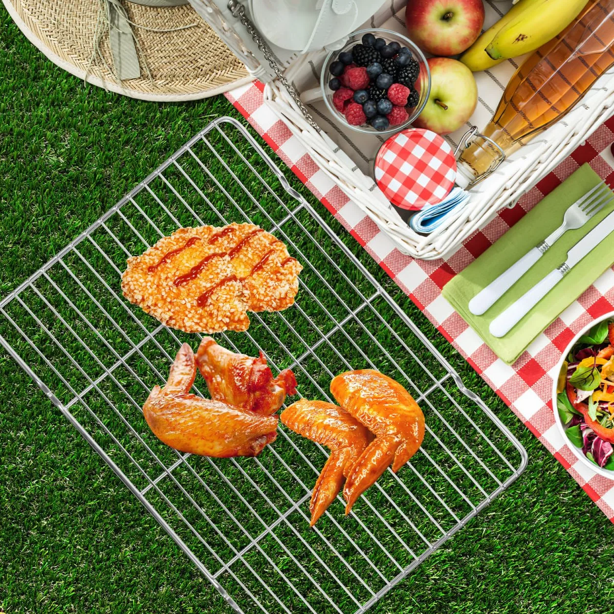 VALICLUD Grille de cuisson en acier inoxydable 34 x 24 cm pour four et barbecue