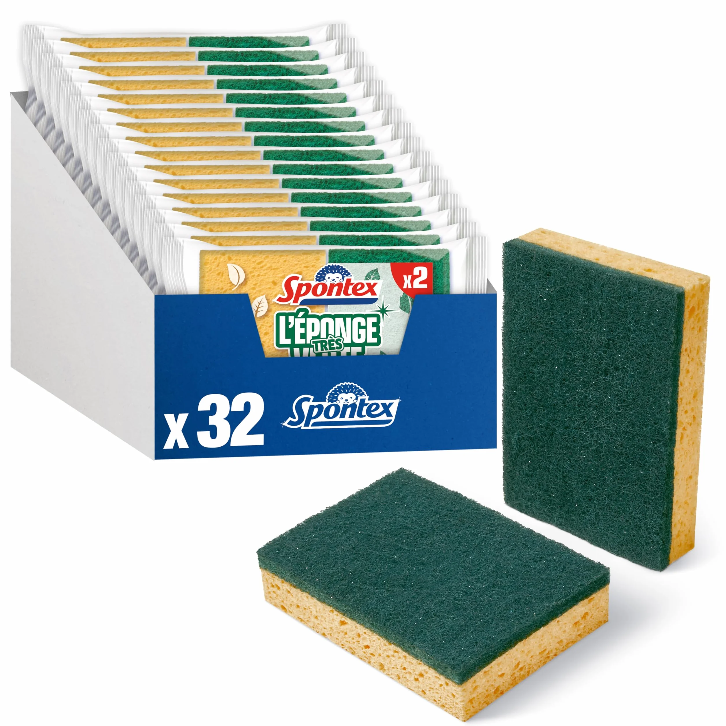 Spontex Eponges Très Vertes Grattantes Fibres recyclées Scourer Case