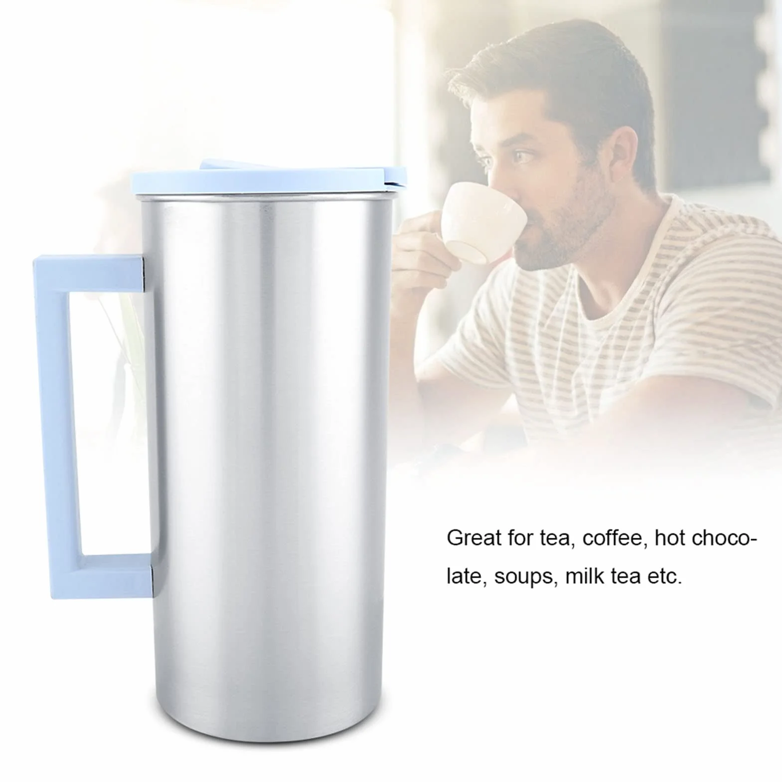 Pichet à Eau en Verre 1,8 L - Moderne, Bleu, pour Thé et Infusion