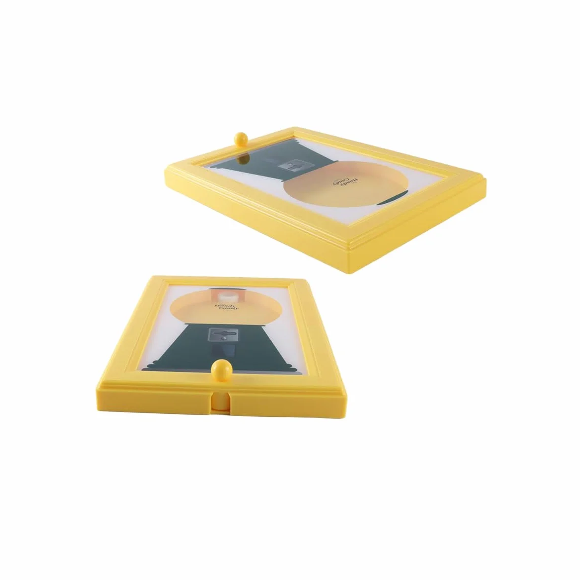 Distributeur de bonbons mural interactif avec cadre photo, pour cuisine ou bureau, jaune