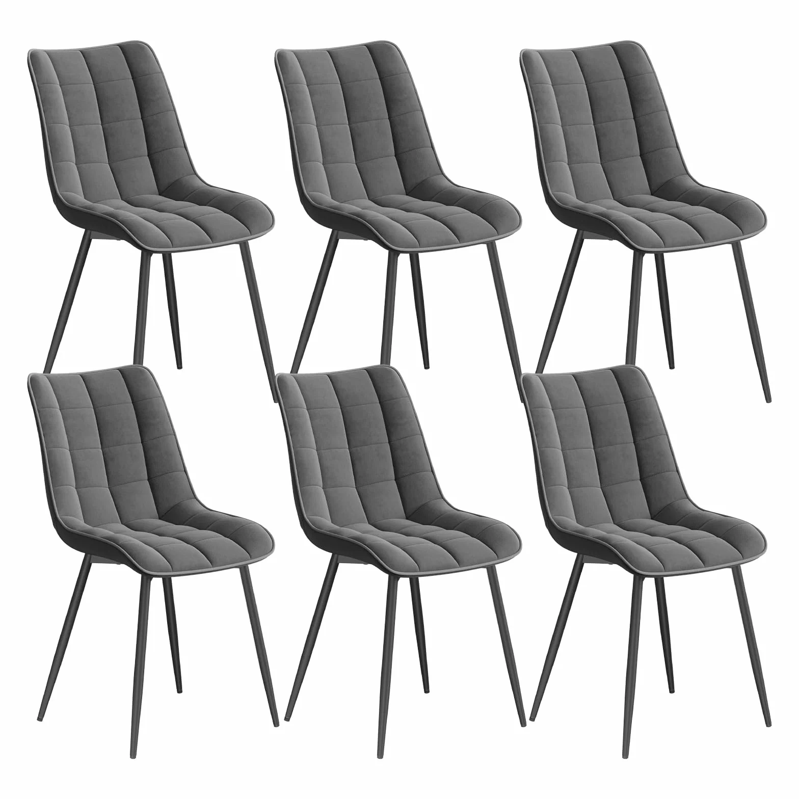 WOLTU Chaise de Salle à Manger Design Moderne Velours Gris Foncé