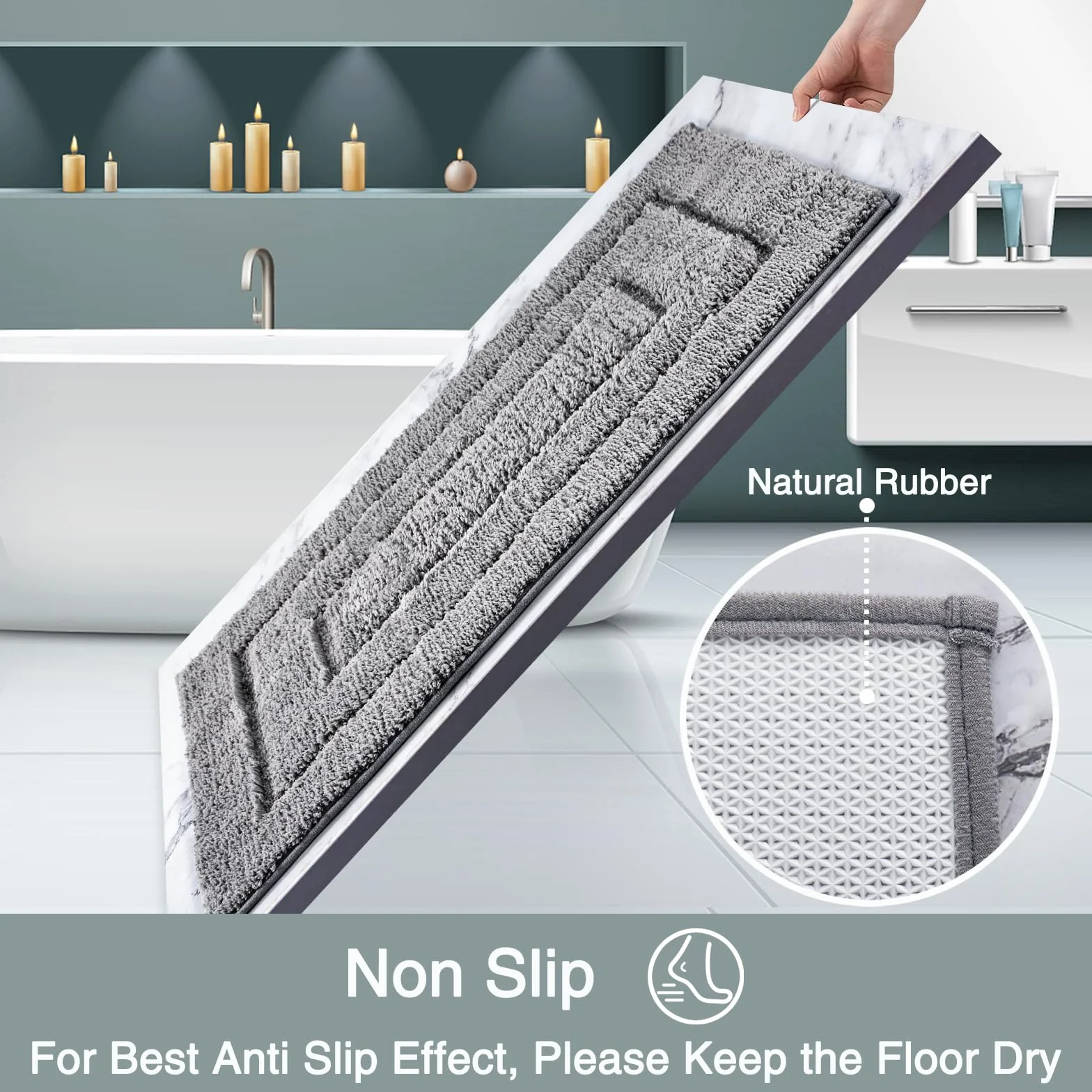 DUNSOO Tapis de Bain Antiderapant Absorbant Lavable en Machine