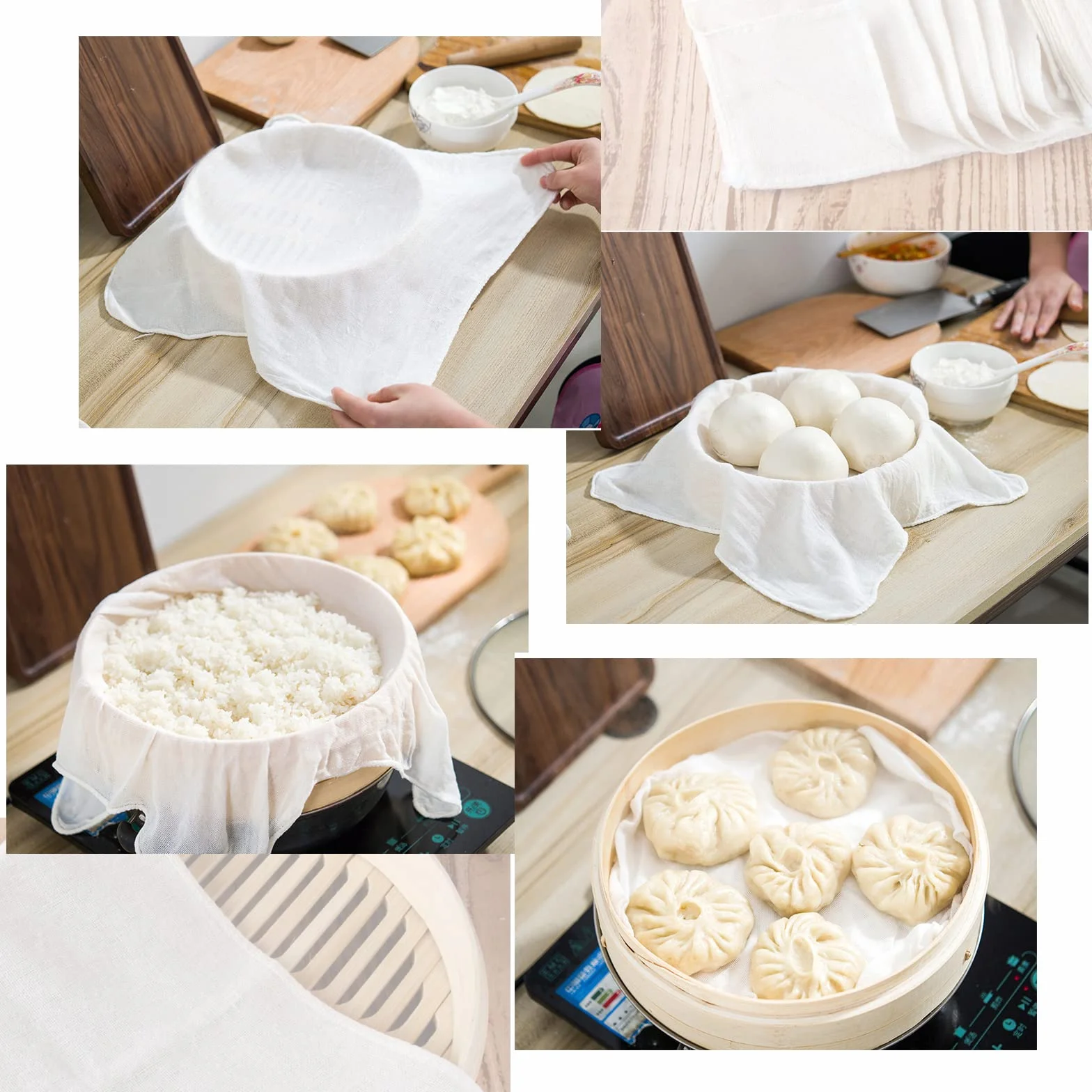 Etamine Alimentaire 50 x 50 cm Chiffon Cuisine Réutilisable Grade 100 Fine Tissu Non Blanchi Lavable pour Filtrer Jus Fromage Thé