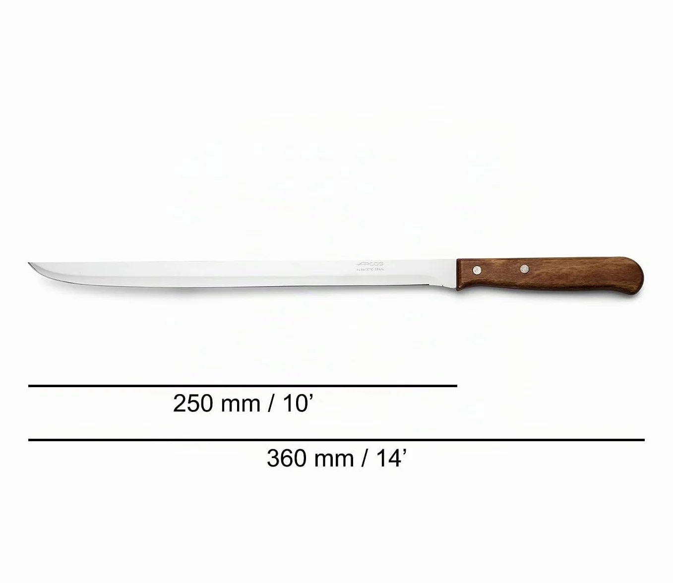 ARCOS Couteau à Découper Jambon Viande 250 mm Bois Compressé Marron Latina