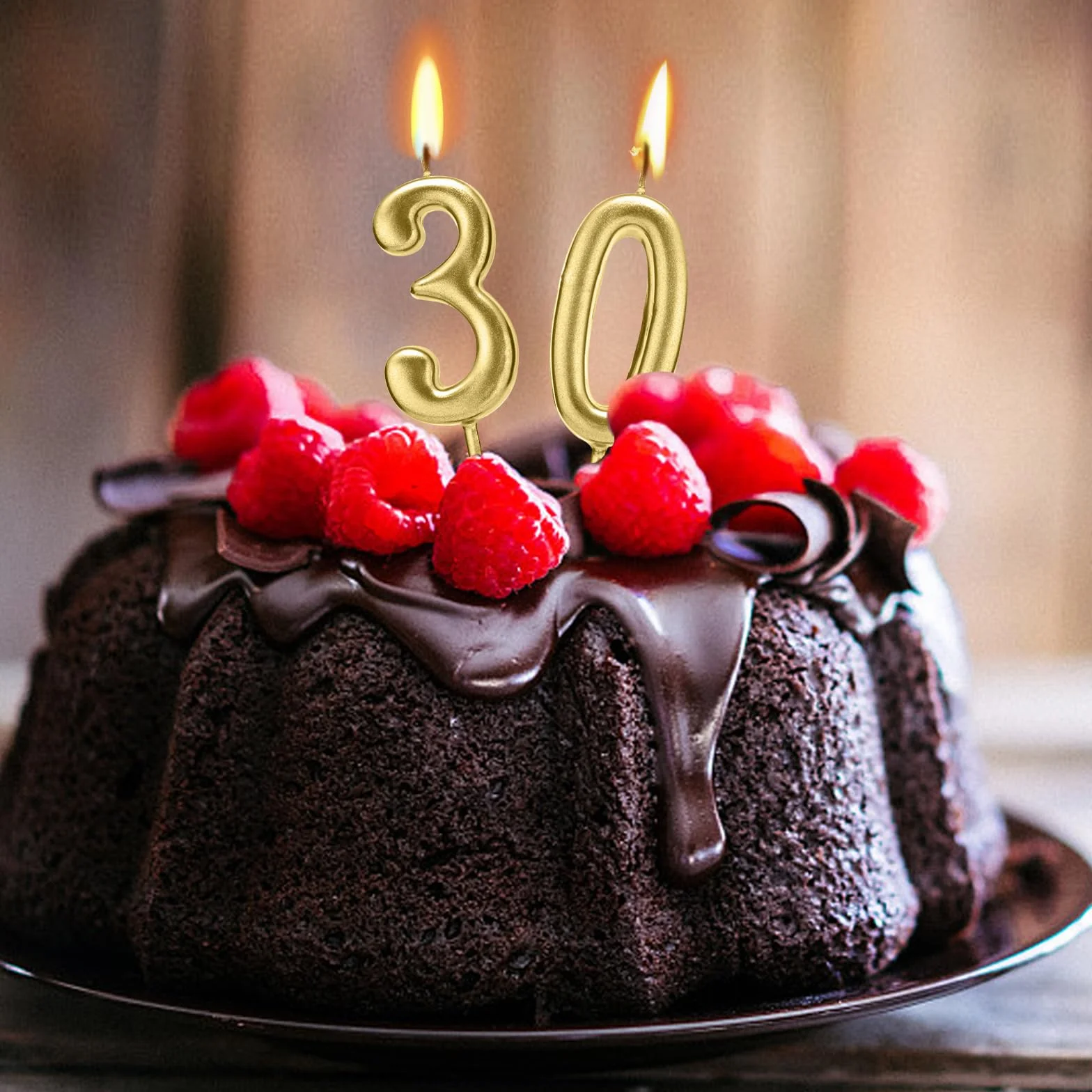 Lot de 10 bougies d'anniversaire à chiffres 0-9 paillettes or champagne pour gâteau