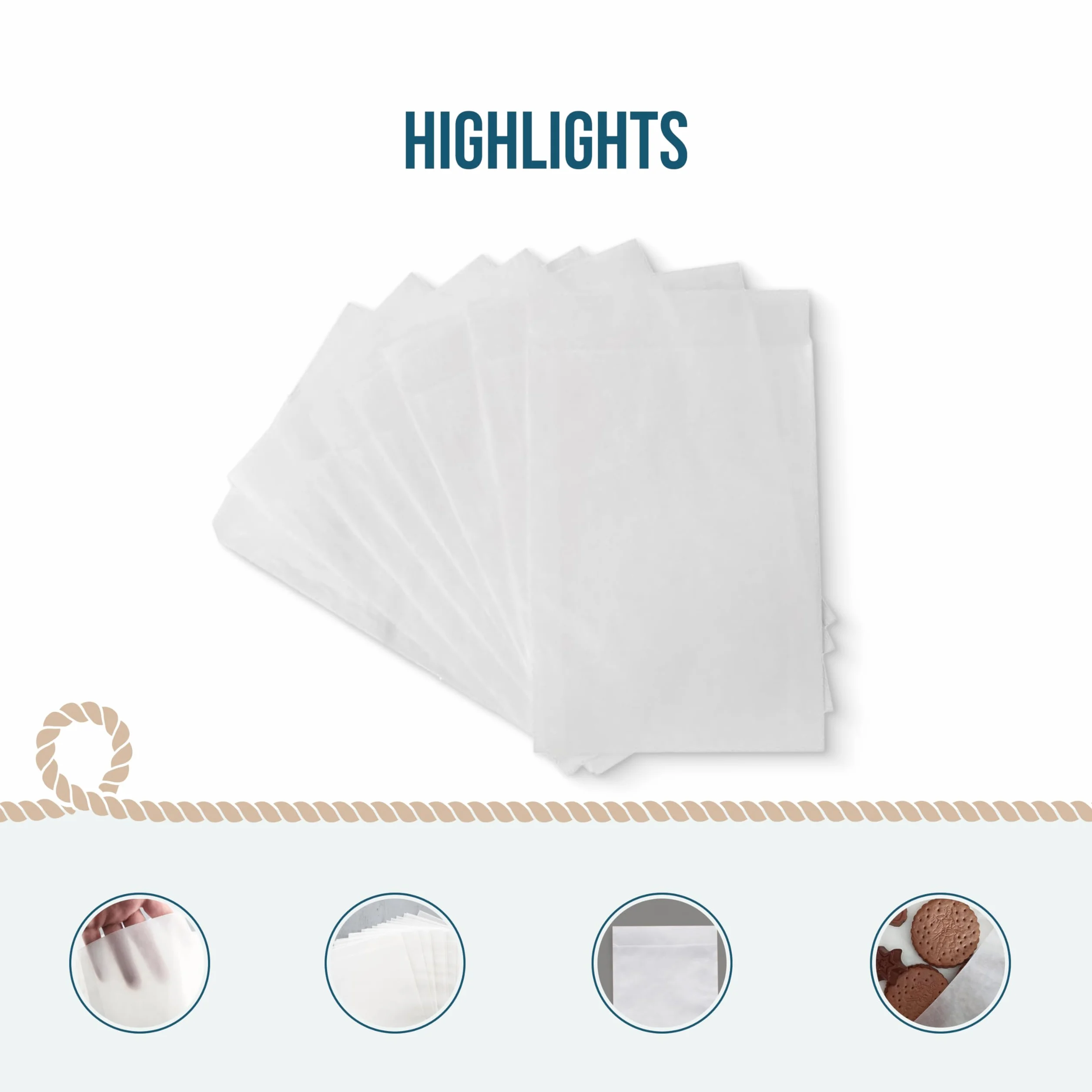 Sachets en papier parchemin translucide 9,5 x 13 cm 25 pièces pour graines bonbons épices bijoux vis
