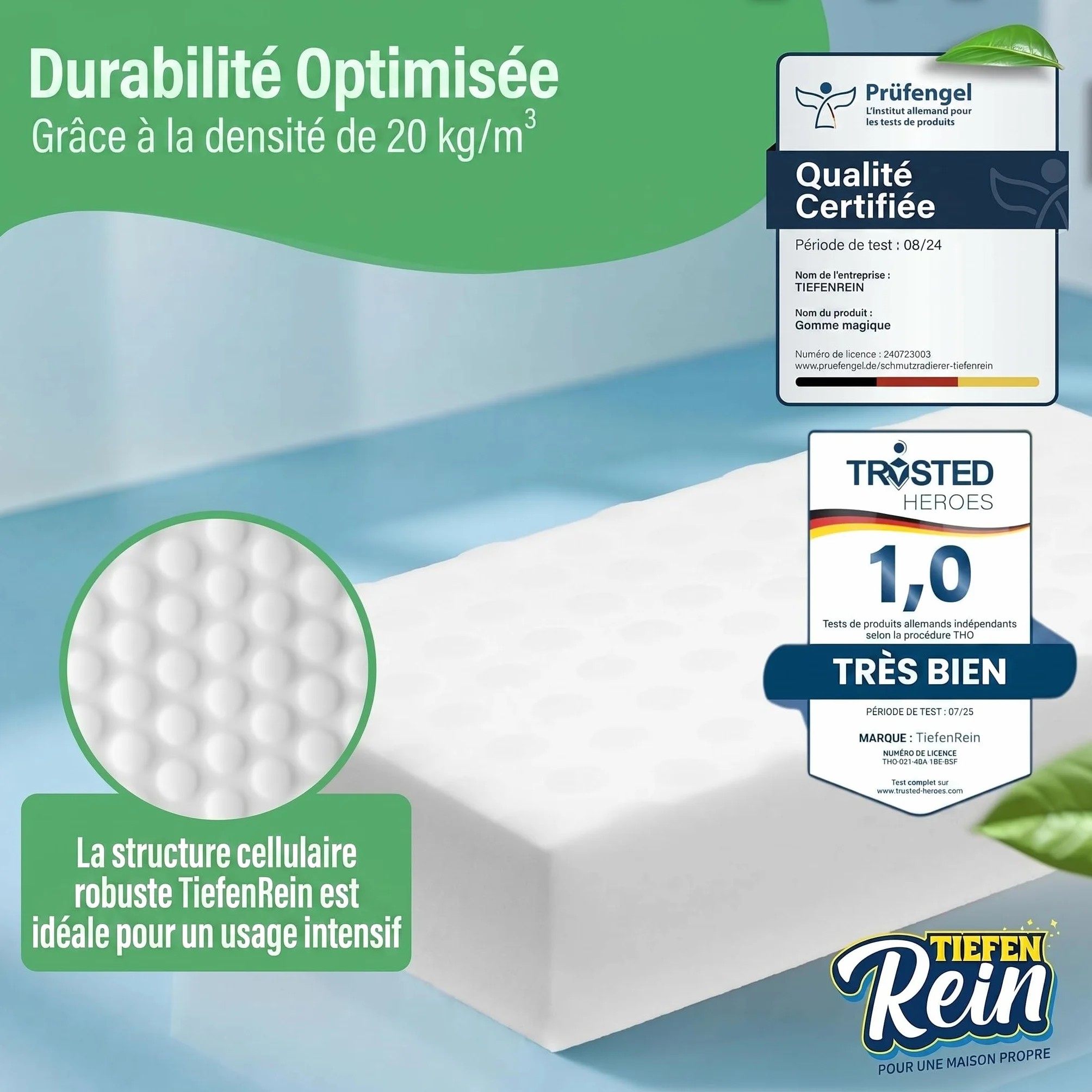 Gomme Magique 2X Plus Longue Durée de Vie - Éponge Magique Extra Longue pour Mur Blanc