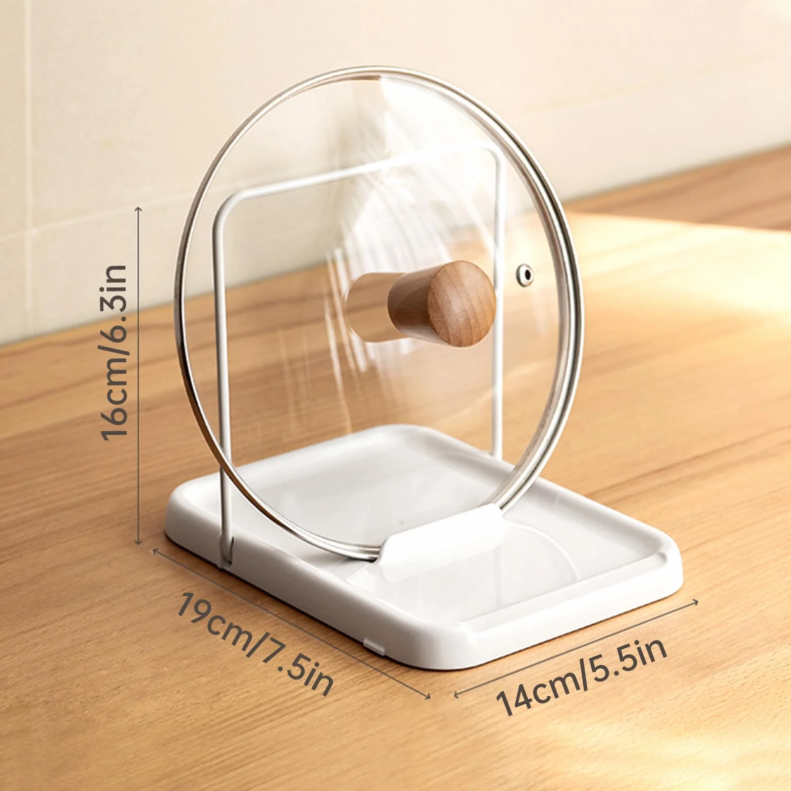 PAVSTINE Range Couvercle Pliable Porte Couvercle Cuisine Convient aux Couvercles de 16 à 34 cm Support Couvercle Casserole Facile à Nettoyer Repose Cuillère Rangement Casserole