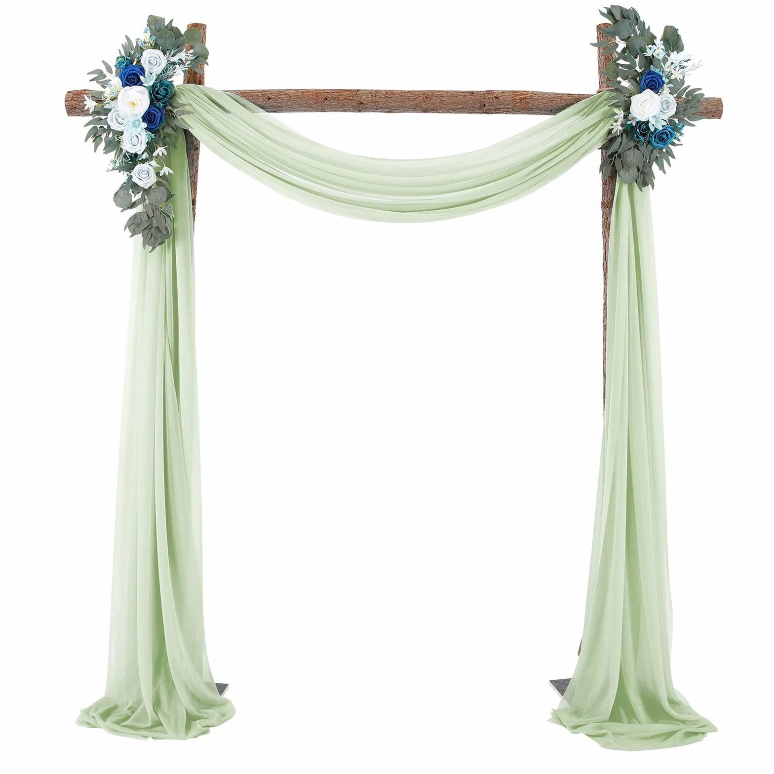 Mariage Arche Tenture Voilage Drapés Mousseline Élastique 70 x 550 cm Décoration Toile Fond Rideau Gaze Gris Vert