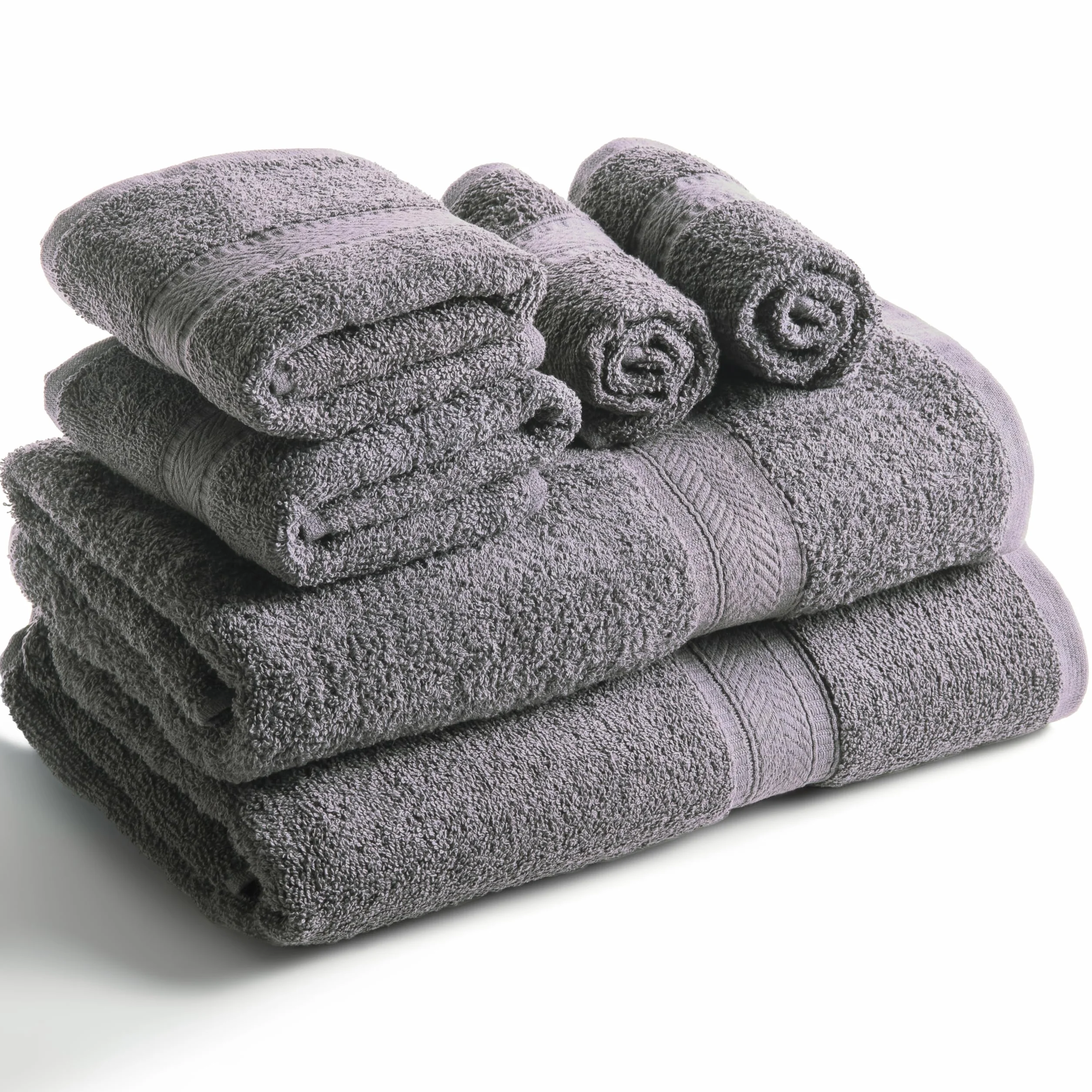 Sweet Needle Lot de 6 Serviettes en Coton 2 Serviettes de Bain 2 essuie-Mains 2 Gants de Toilette Charbon