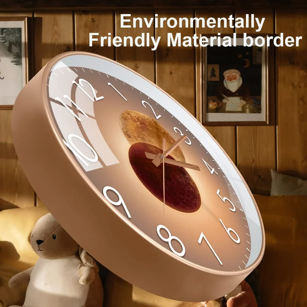 Horloge Murale Silencieuse 30cm Design Moderne Salon Cuisine Quartz Suspendue (Vénus Or)
