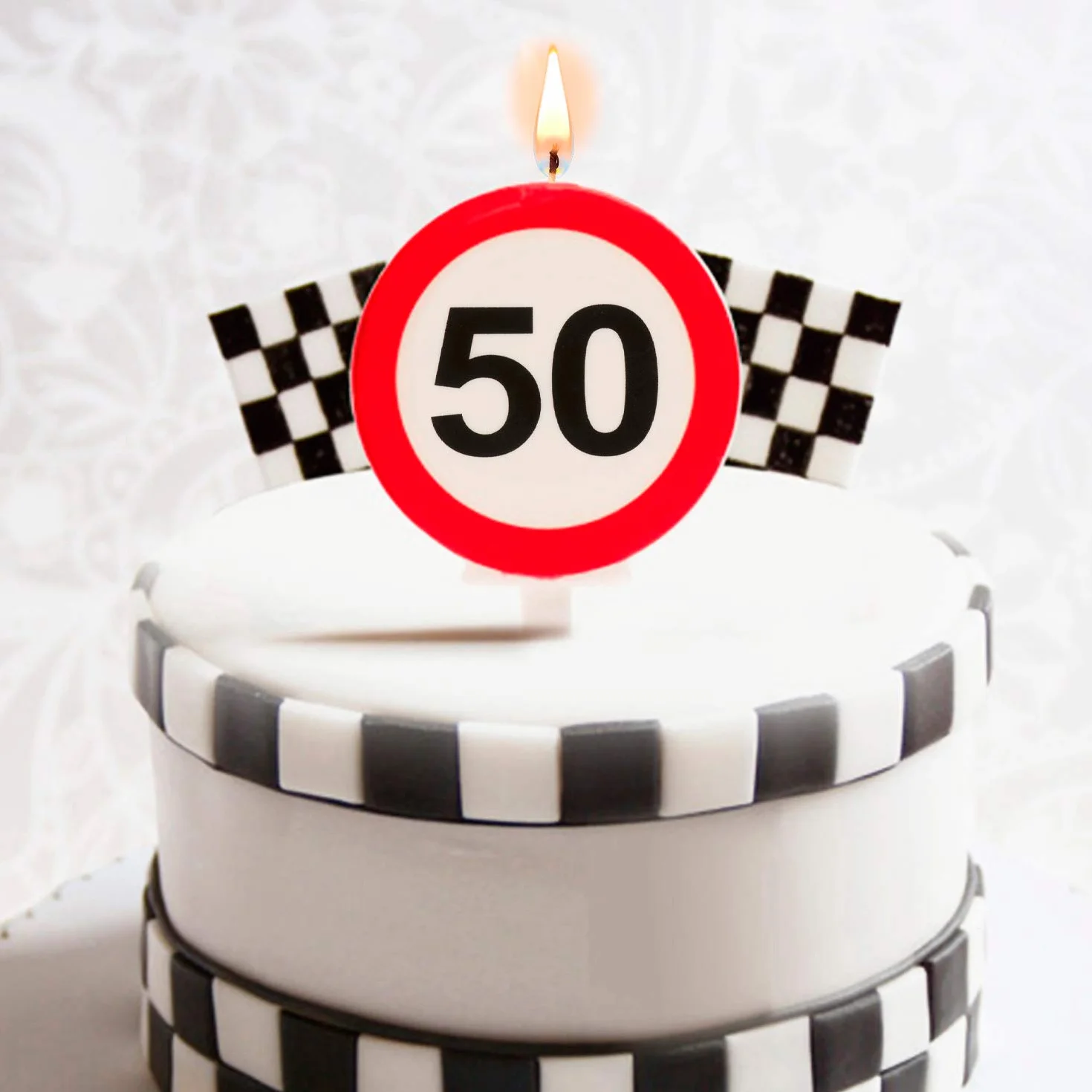 Bougie d'Anniversaire Numéro 50 avec Signe d'Interdiction, Multicouleur pour Décoration de Gâteaux