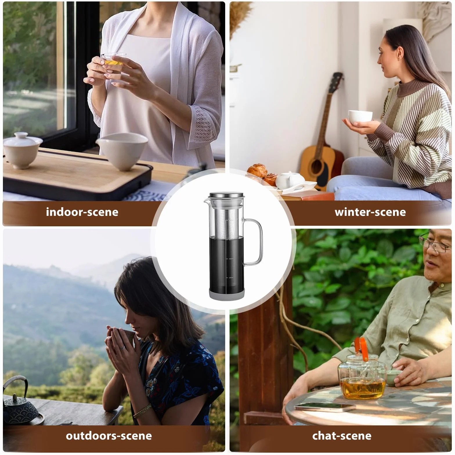 Cafetière Cold Brew Coffee Maker en verre borosilicate 800 ml avec filtre inoxydable 304