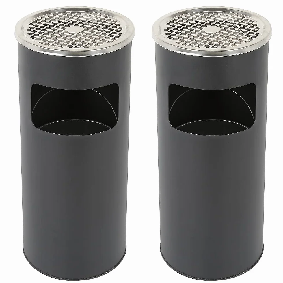 Poubelle Extérieure sur Pied 30L Noir 2PC - Bac à Ordures de Cuisine avec Seau Intérieur 25x25x60cm