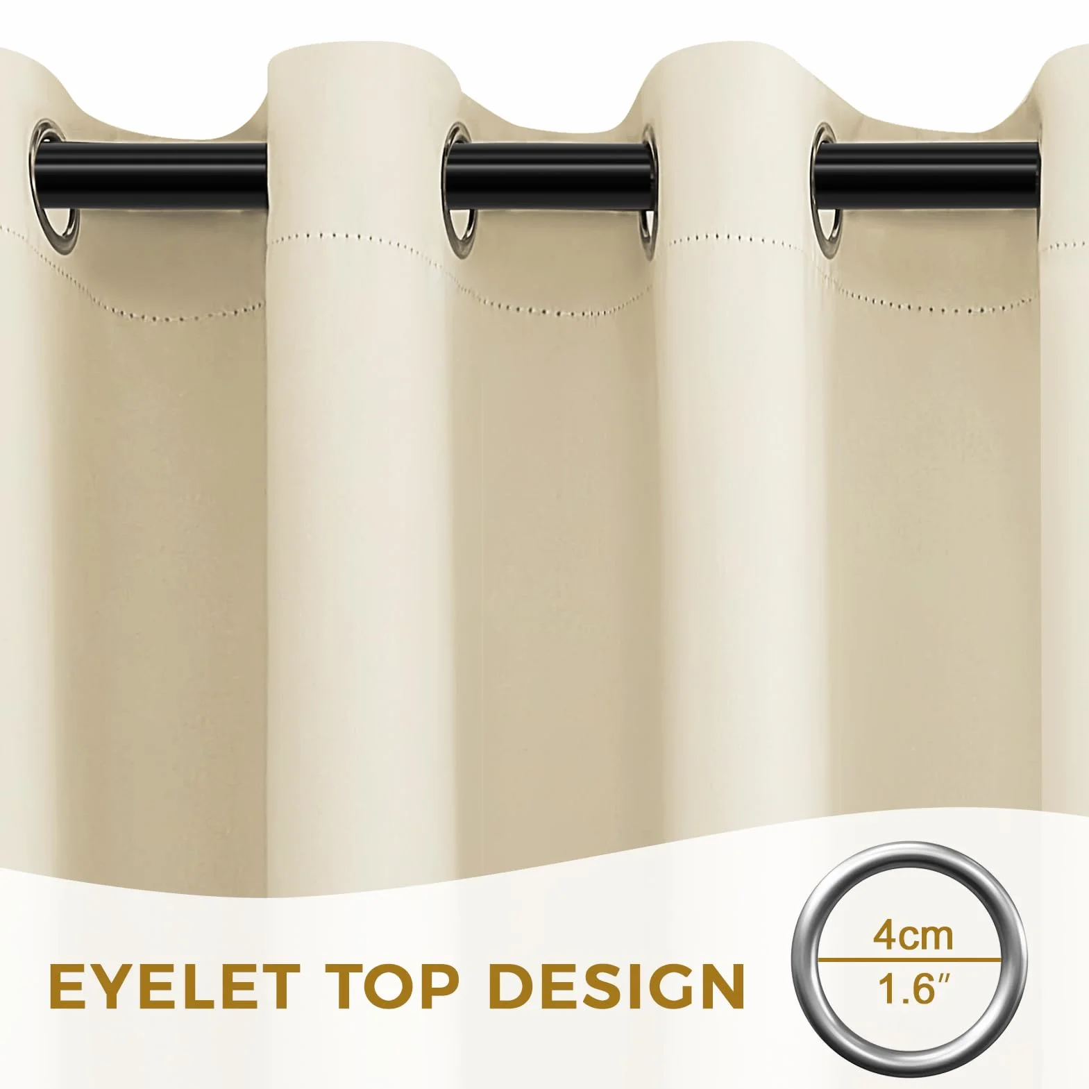 MRTREES Rideau Occultant Thermiques 140x240 cm Beige Isolant Anti Froid Chaleur Lot de 2