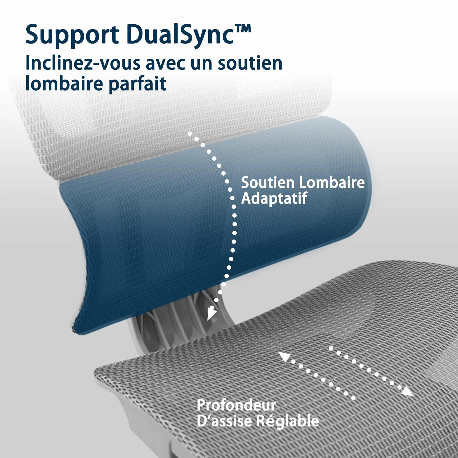 Chaise de Bureau Ergonomique Grand et Haut avec Repose-Pieds, Accoudoirs Réglables 5D, Support Lombaire, Dossier Maille Inclinable, Gris