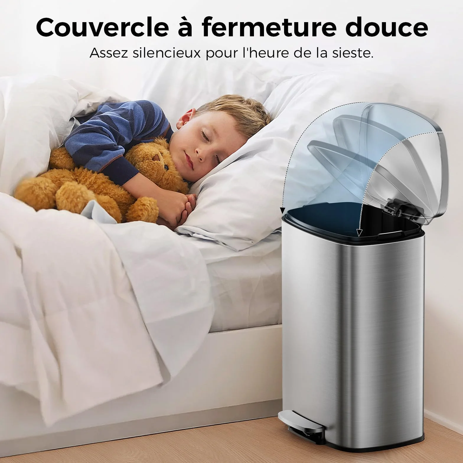 YASHE Poubelle Cuisine 50L Rectangulaire avec Pédale Fermeture Douce