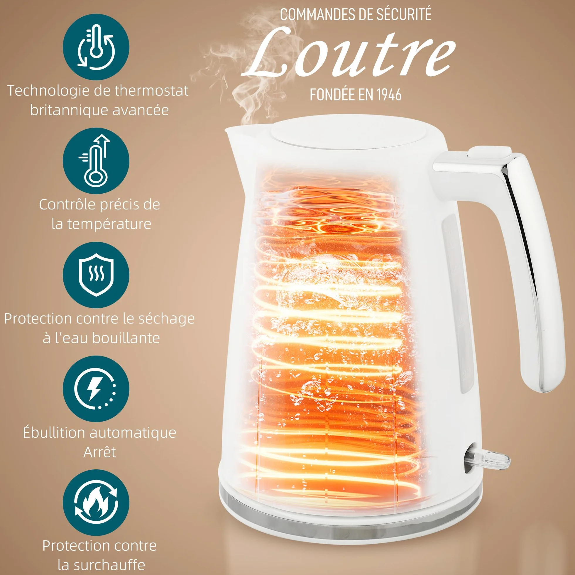 HOMCOM Bouilloire et Grille-Pain Acier 2200 W 1,7 L Thermostat Otter Filtre anticalcaire 2 tranches 7 Niveaux brunissage Blanc