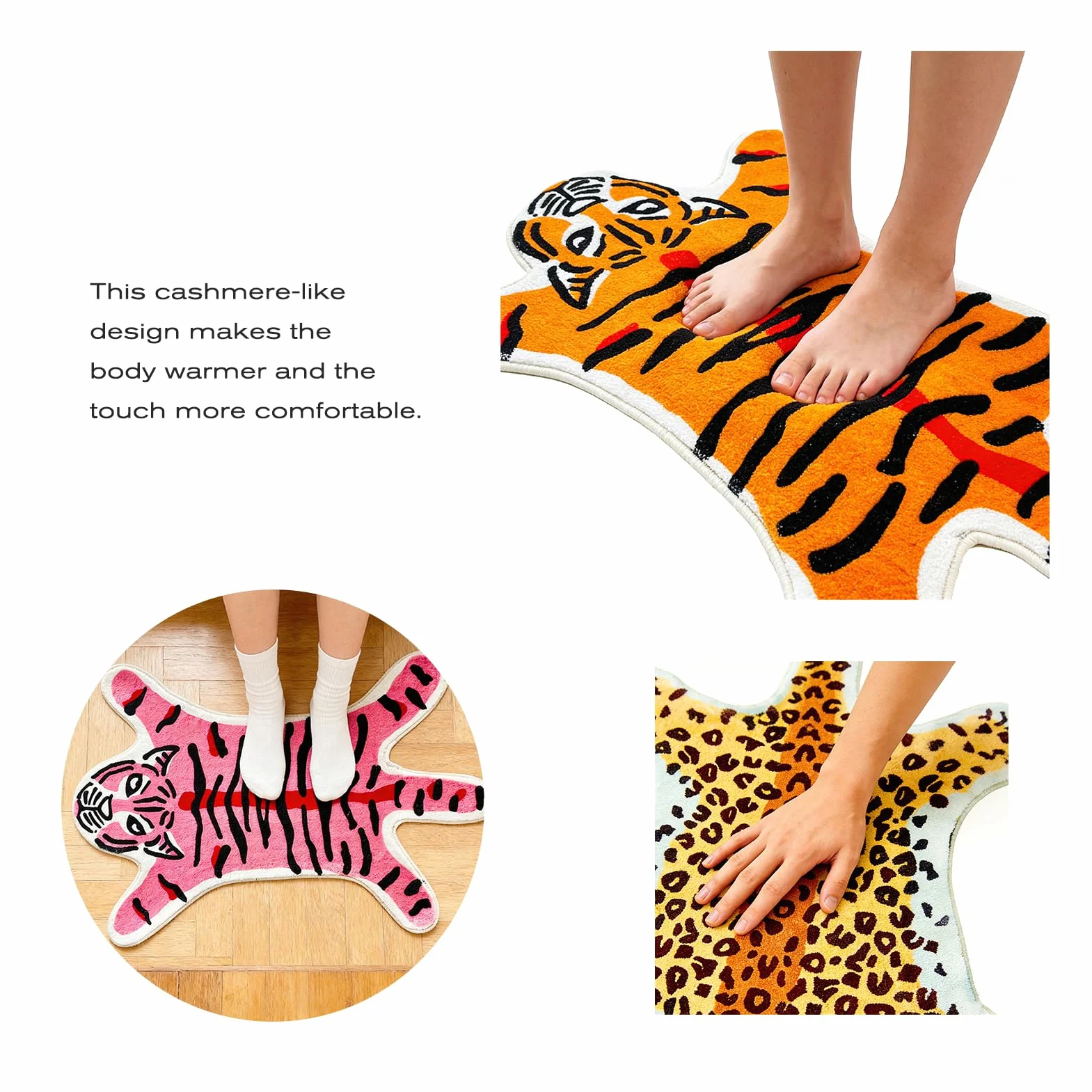 Tapis de Salle de Bain Tigre Antidérapant Lavable Doux