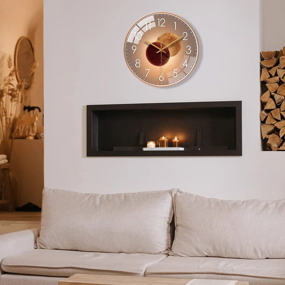 Horloge Murale Silencieuse 30cm Design Moderne Salon Cuisine Quartz Suspendue (Vénus Or)