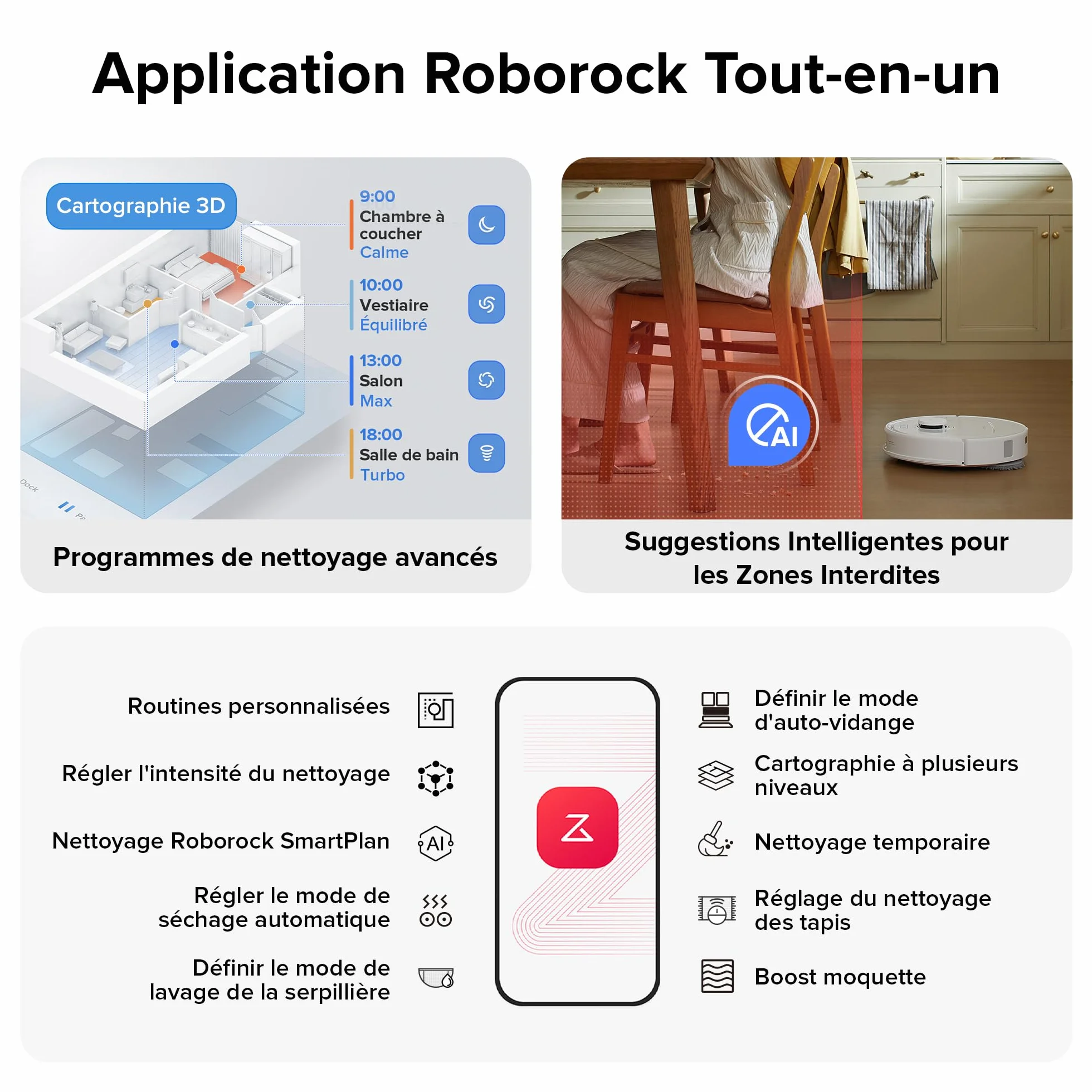 Roborock Qrevo S Aspirateur Robot Laveur, 7000Pa HyperForce, Double Serpillière Rotative 200 TR/Min, Relevable 10mm, Station Multifonctionnelle, 3D Cartographie, Reactive Tech (Reconditionné)