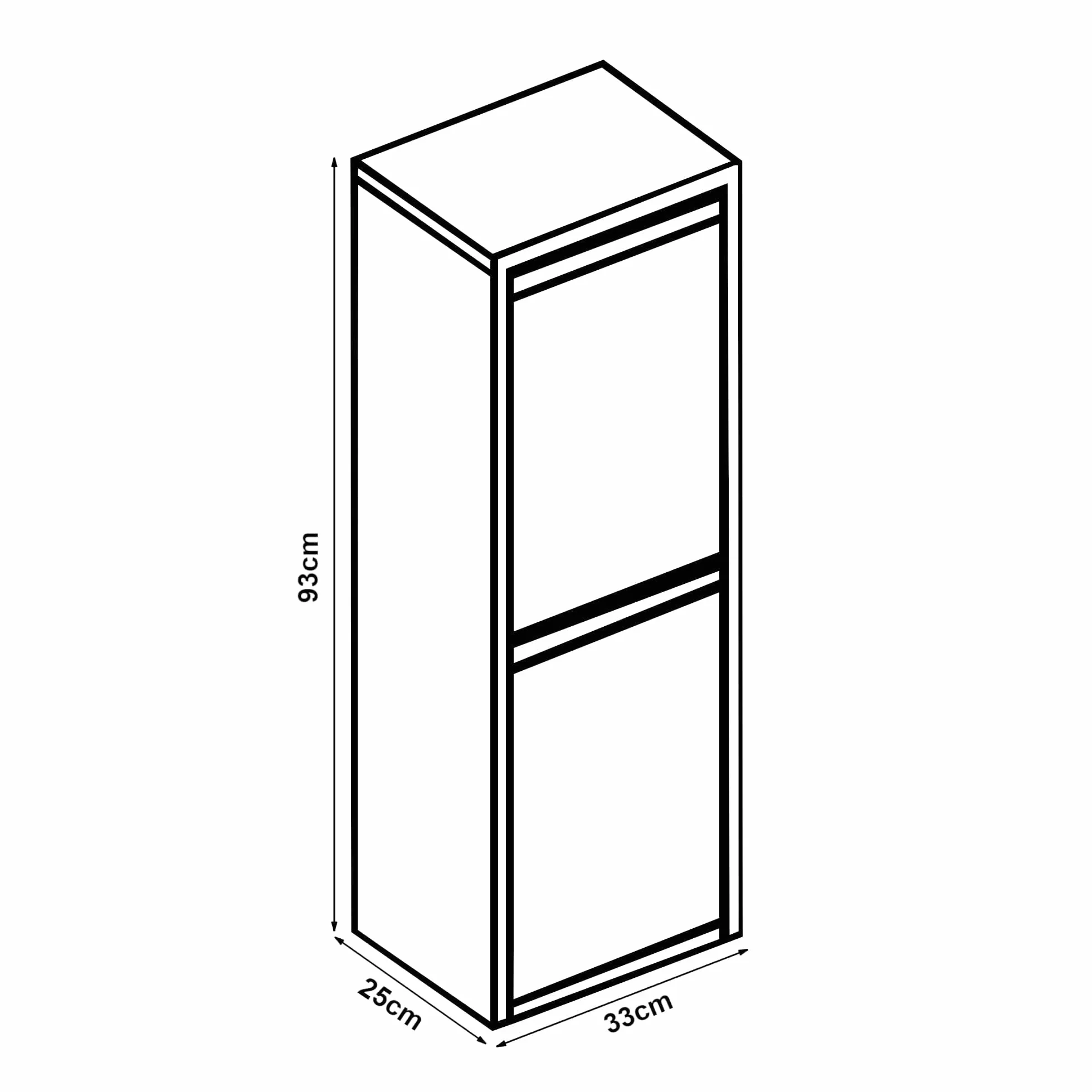 Poubelle de Recyclage Murale 2 Compartiments Inclinables 14L Noir 93 x 33 x 25 cm