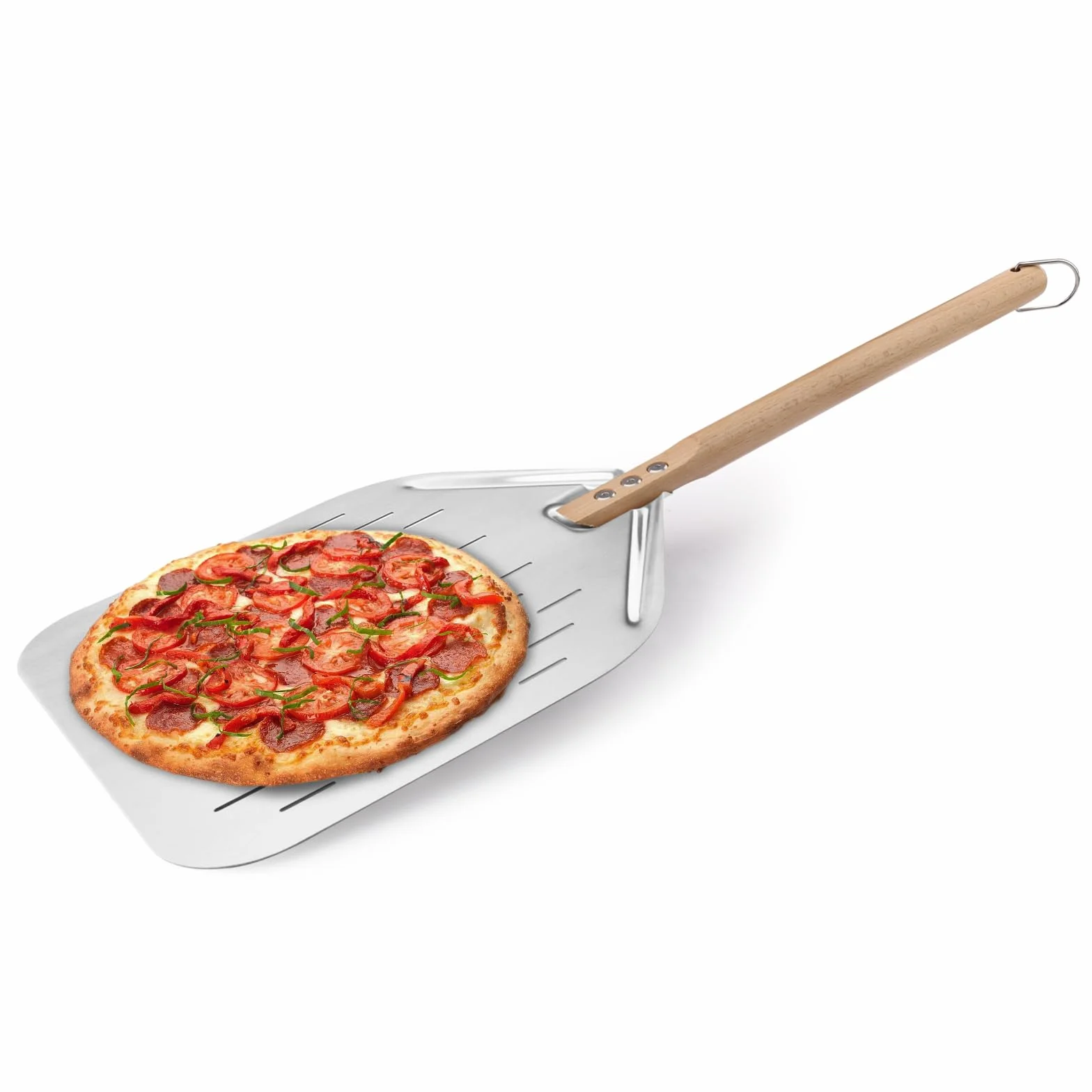 Pelle à Pizza Acier Inoxydable 39x30,5cm Poignée Bois