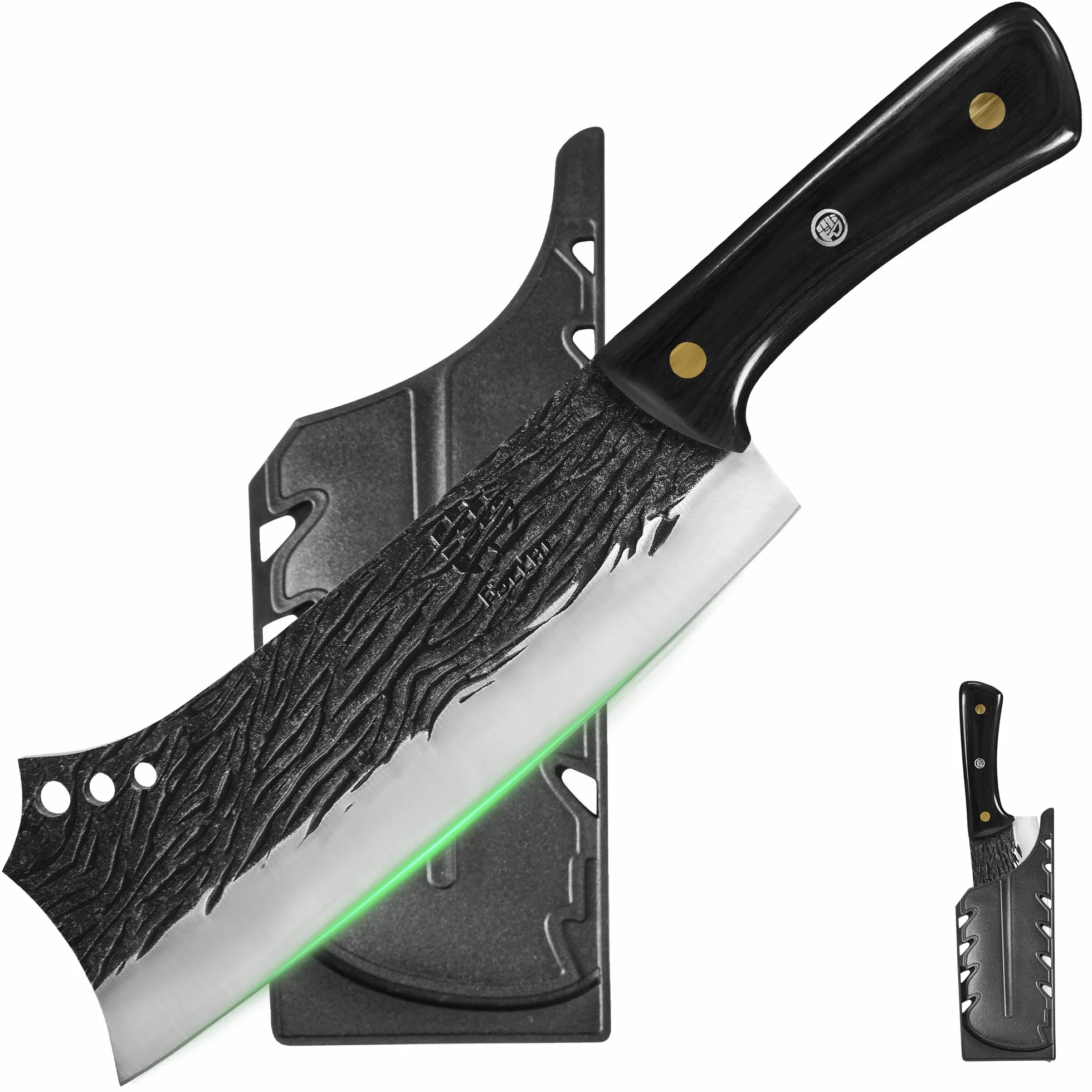 Couteau de boucher forgé à la main 21cm acier à haute teneur en carbone avec gaine