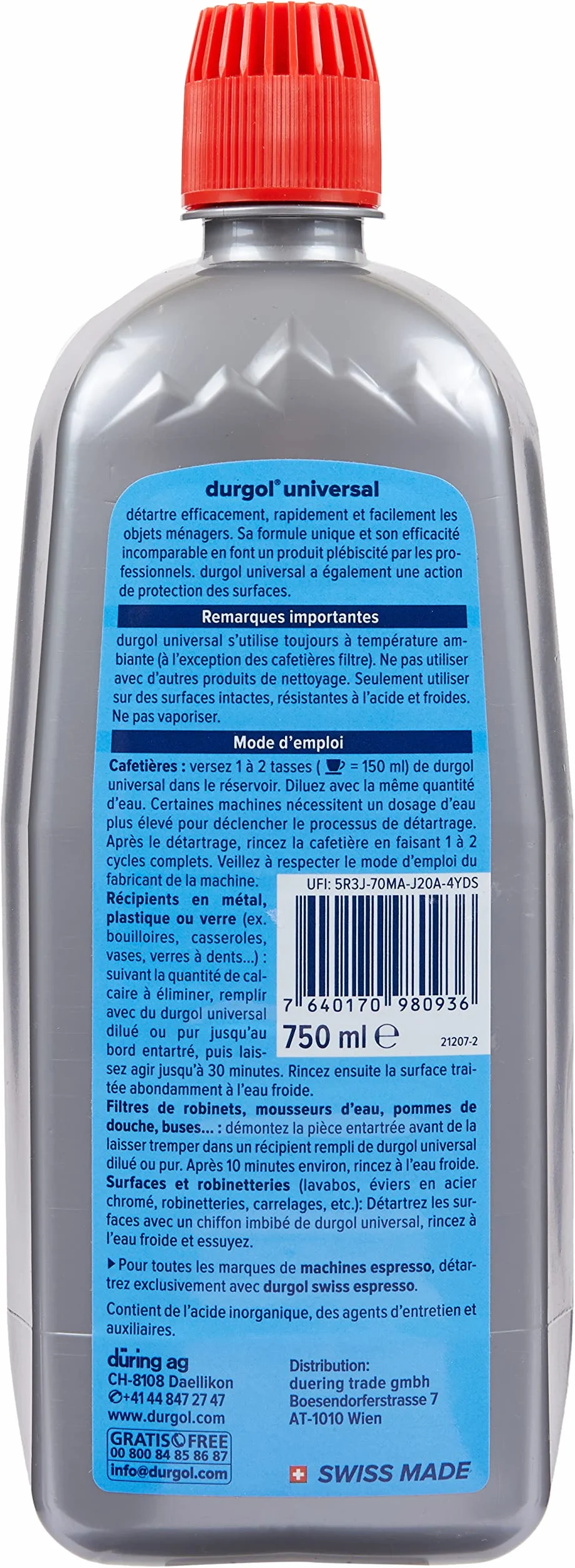 Durgol 115 Détartrant Spécial Anti Tous Objets de Ménage, 750 ml