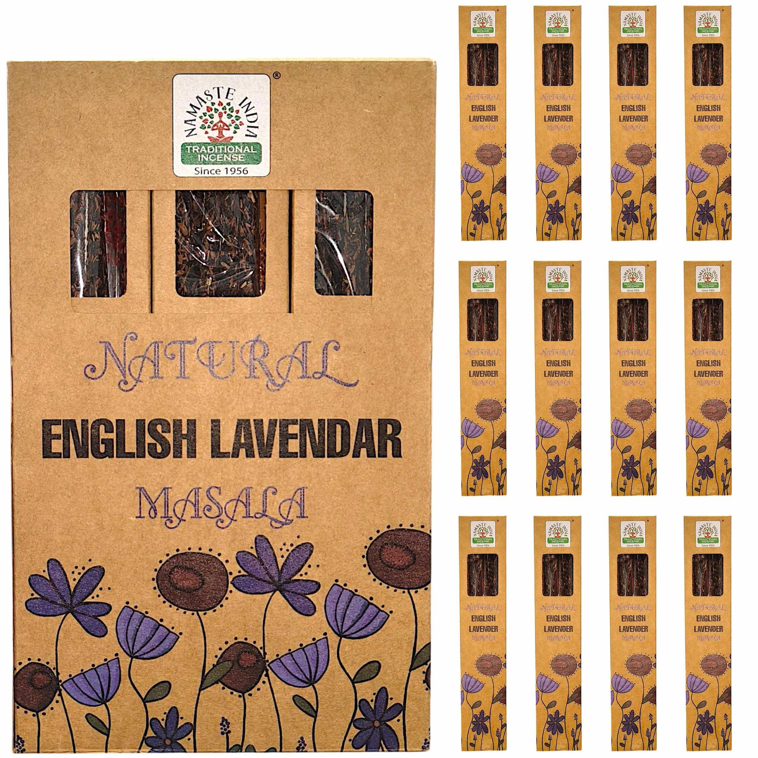 Encens Naturel English Lavanda Bio 600g Grande Boîte 12 Étuis 50g