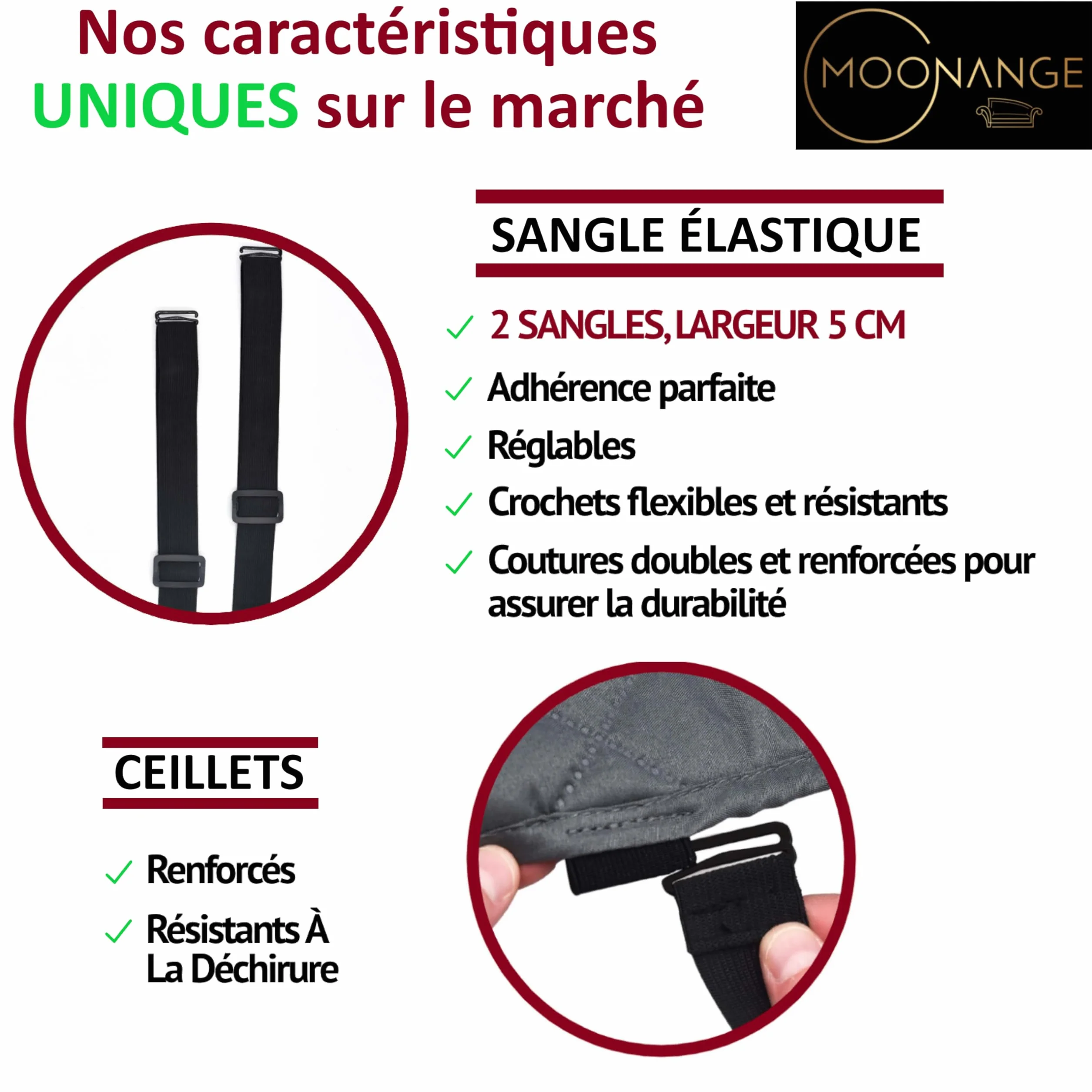 Moonange Housse de canapé 3 Places 165 cm Imperméable Réversible Antidérapante Taupe