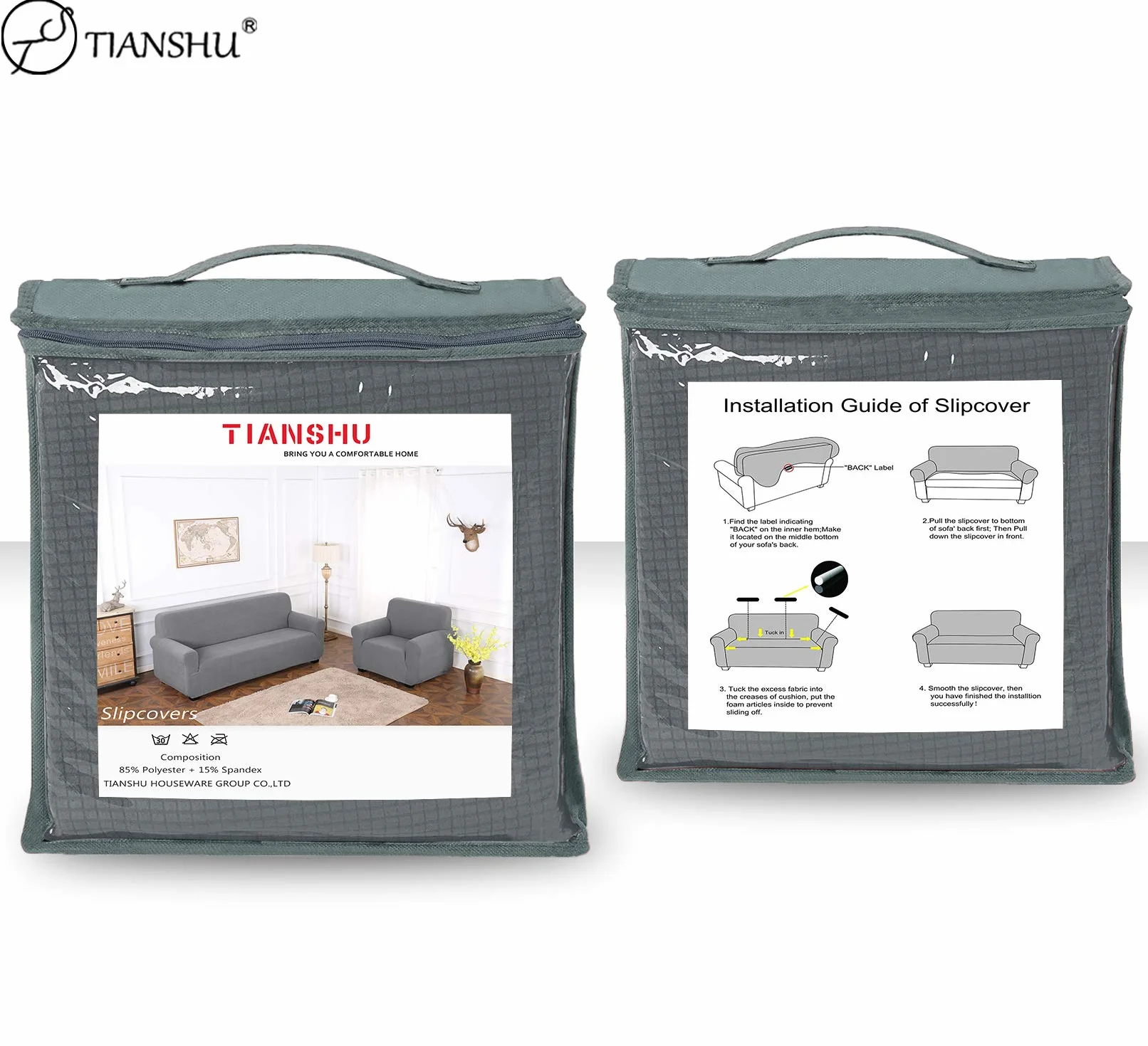 Housse de Canapé Extensible en Élasthanne Antidérapante, Protection Antisalissure pour Animaux, 1 Place Gris Clair