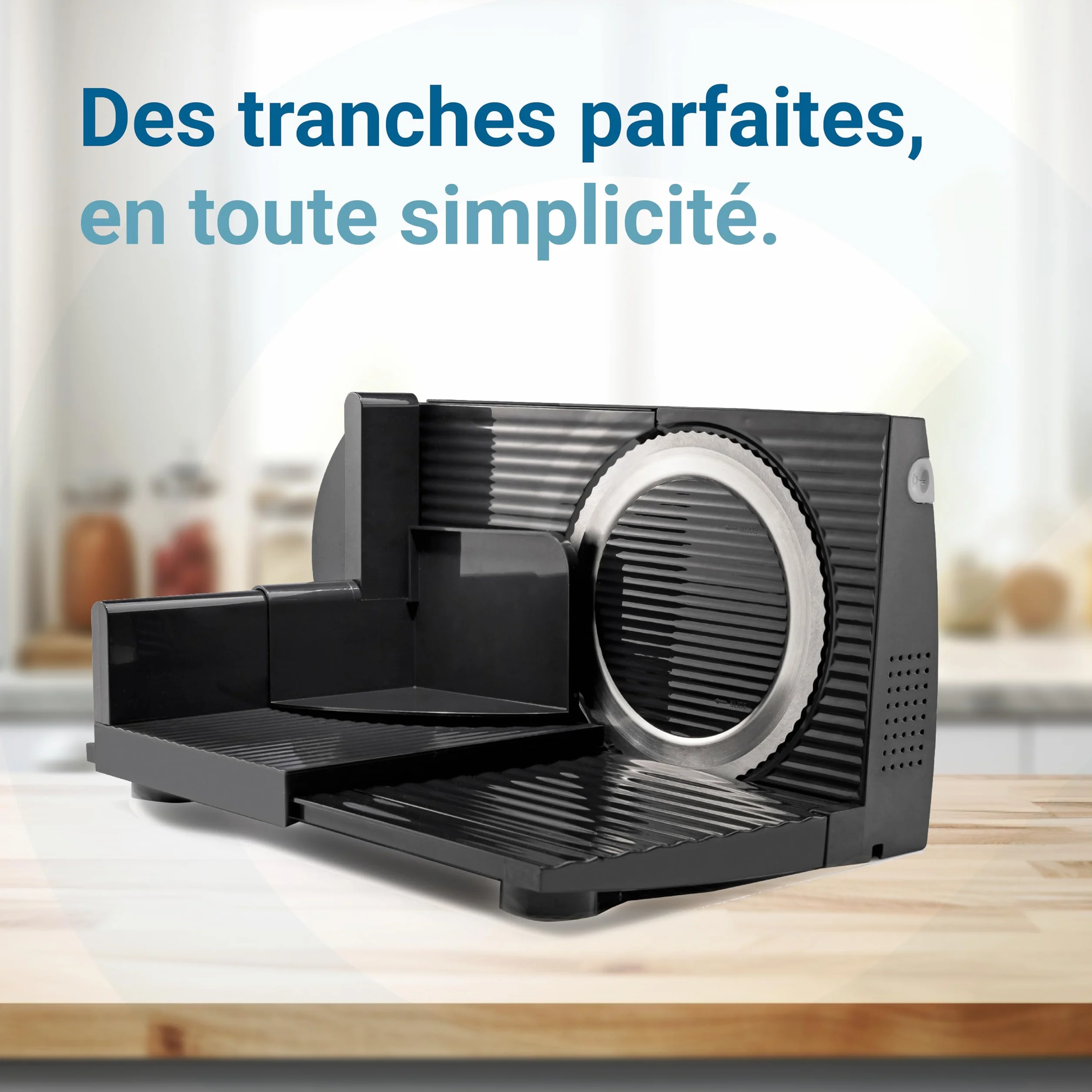 EUREL RS42 Trancheuse Électrique Noire Lame Inox Ø170 mm Épaisseur Réglable 0-17 mm Moteur CC EcoDrive 80 W